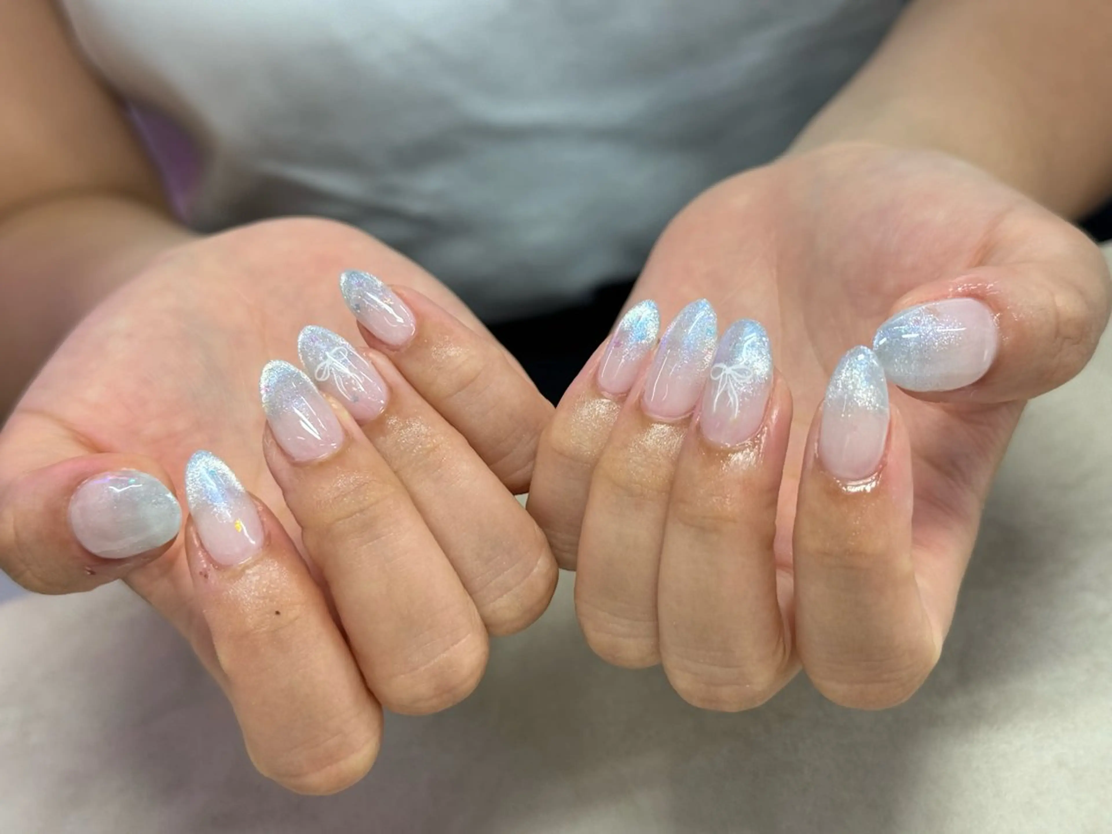 ネイル フレンチネイル 水色 ハンドネイル WOLTOKYO yunaのネイルデザイン