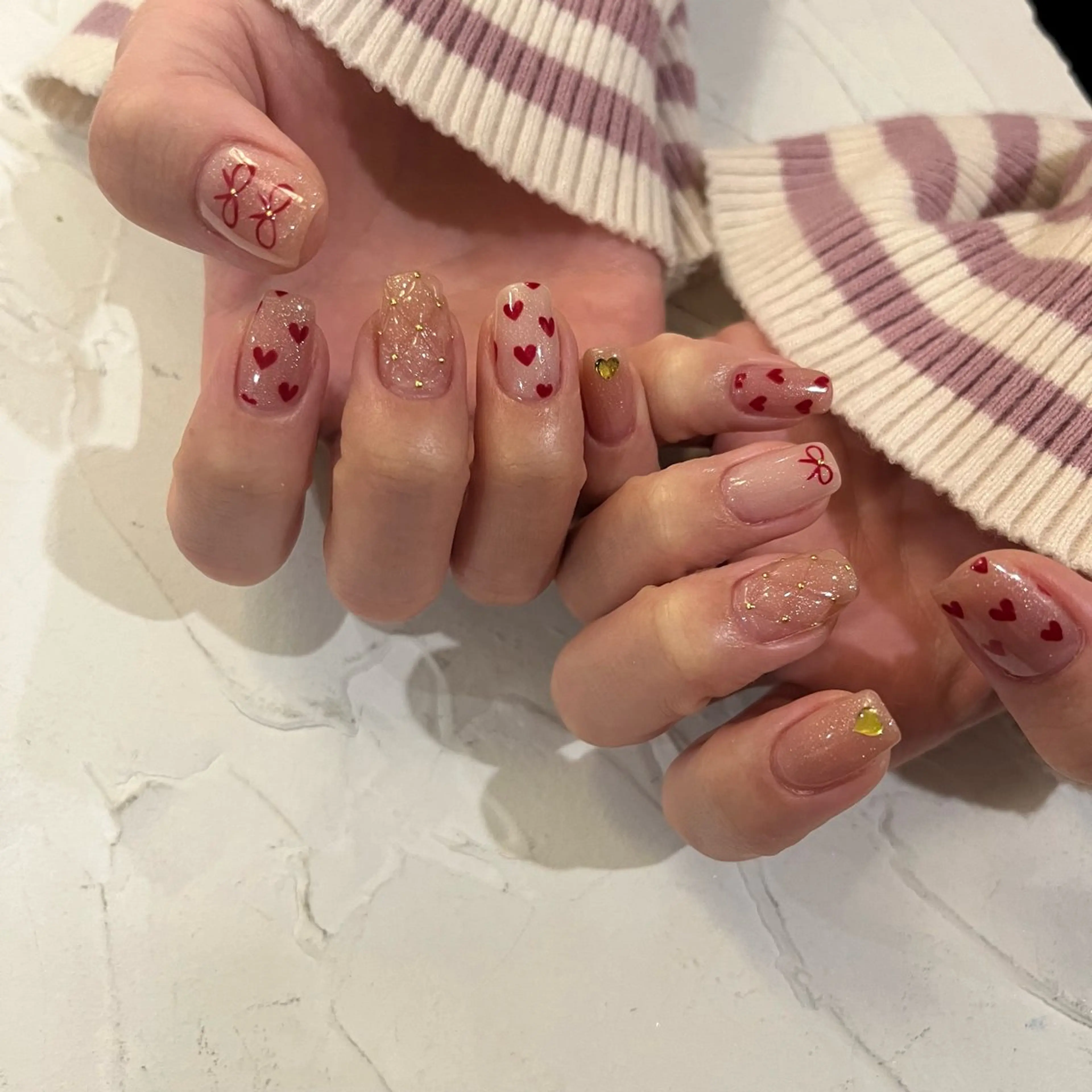 ネイル バレンタイン ハンドネイル 小川 奈々花のネイルデザイン