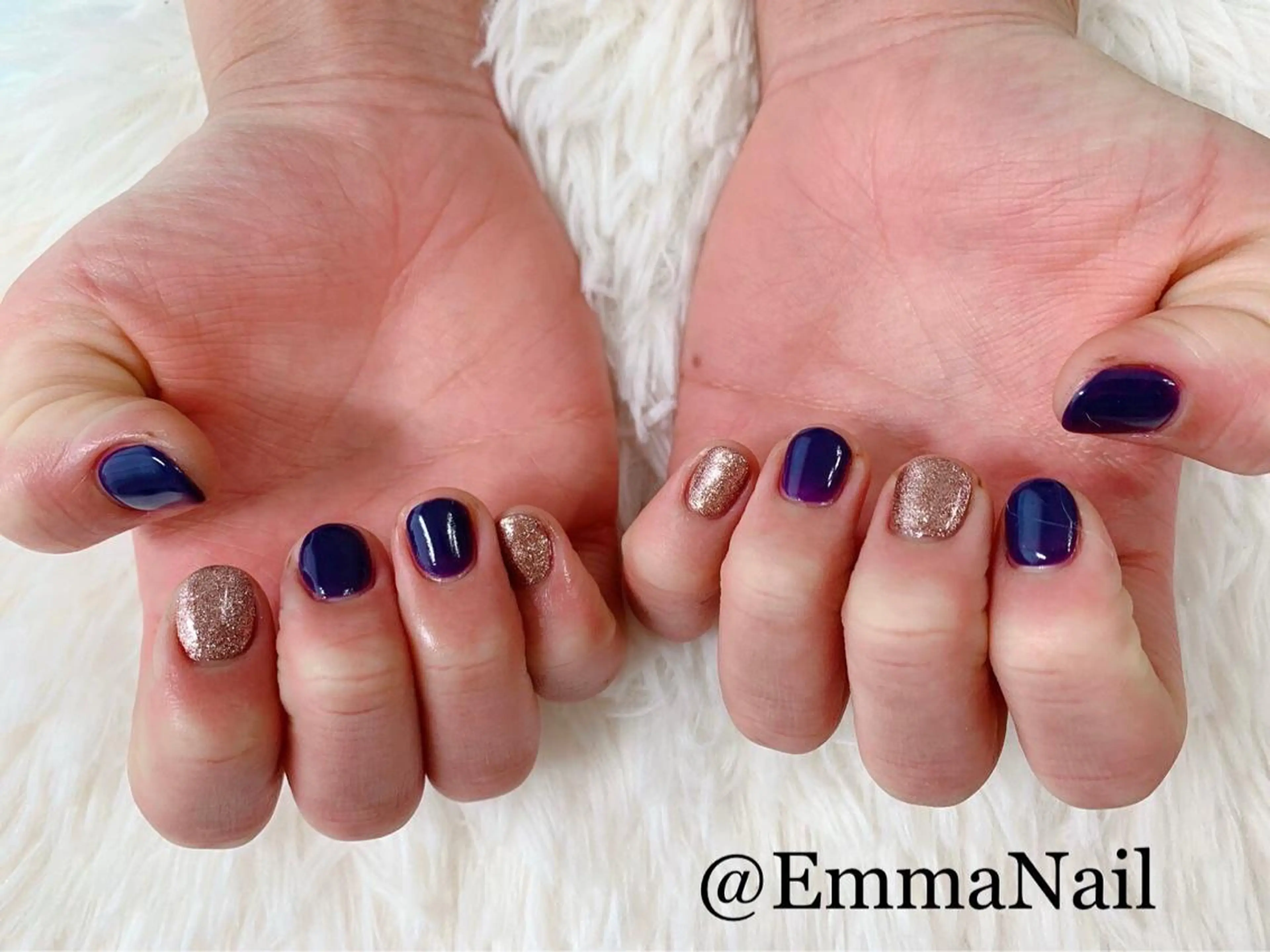 ネイル ジェルネイル ワンカラーネイル ピンク パープル ハンドネイル salon EM&A emiのネイルデザイン