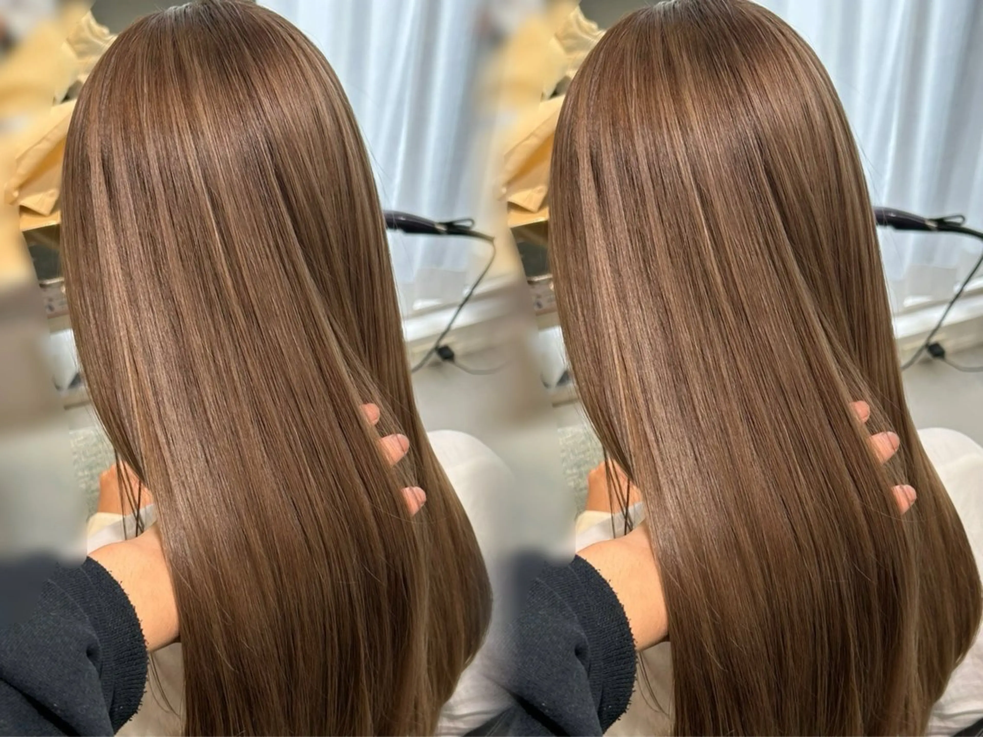 ロング カラー 透明感カラー 髪質改善 縮毛矯正 トリートメント ヘアカラー トリートメント 結べるくびれボブ/透 明感カラーtaigaのヘアスタイル