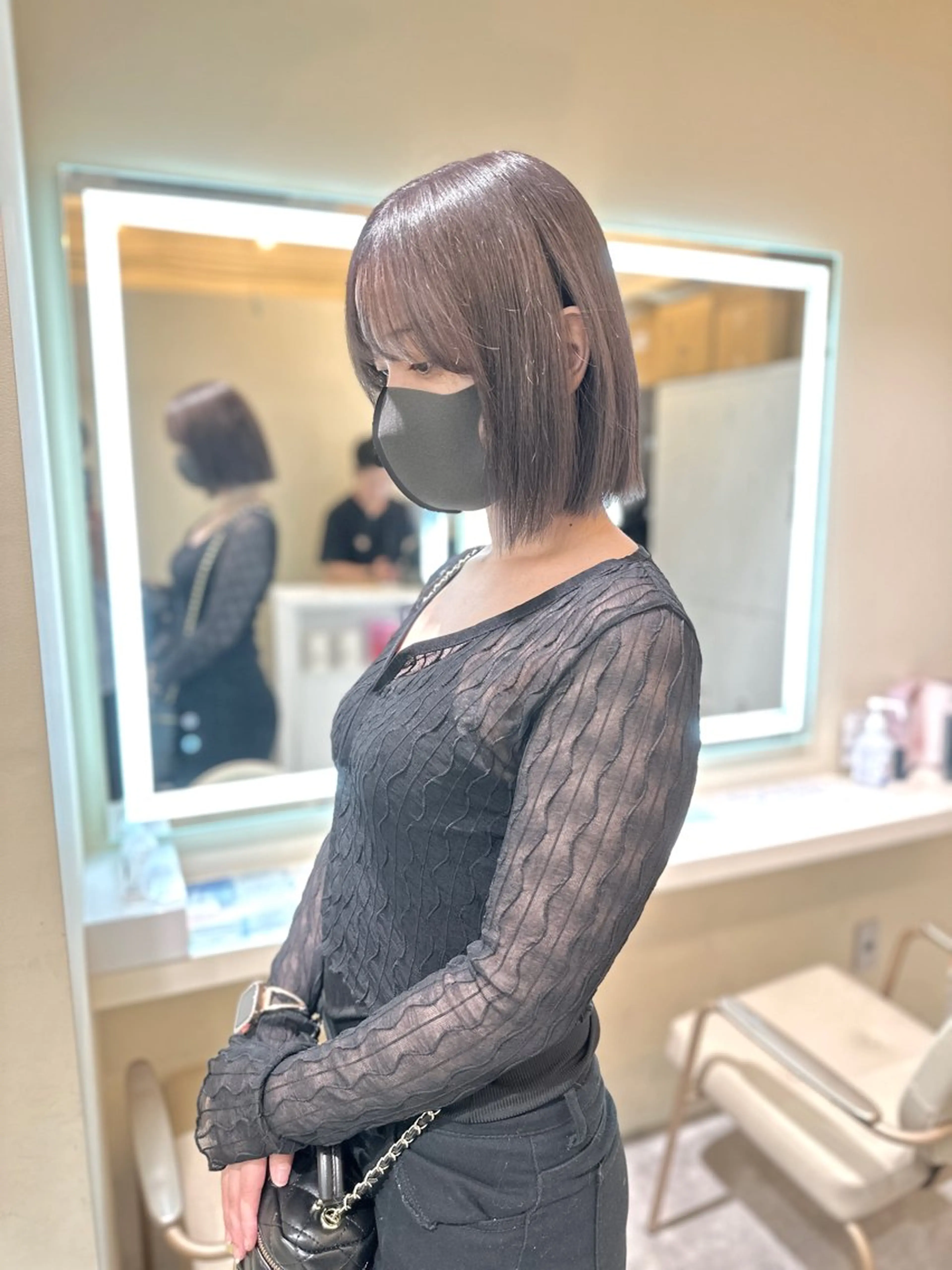 ミディアム カラー アディクシーカラー バレイヤージュ ブリーチ デザインカラー ダブルカラー カット ヘアカラー トリートメント レイヤーカット nude ヘア大和のヘアスタイル