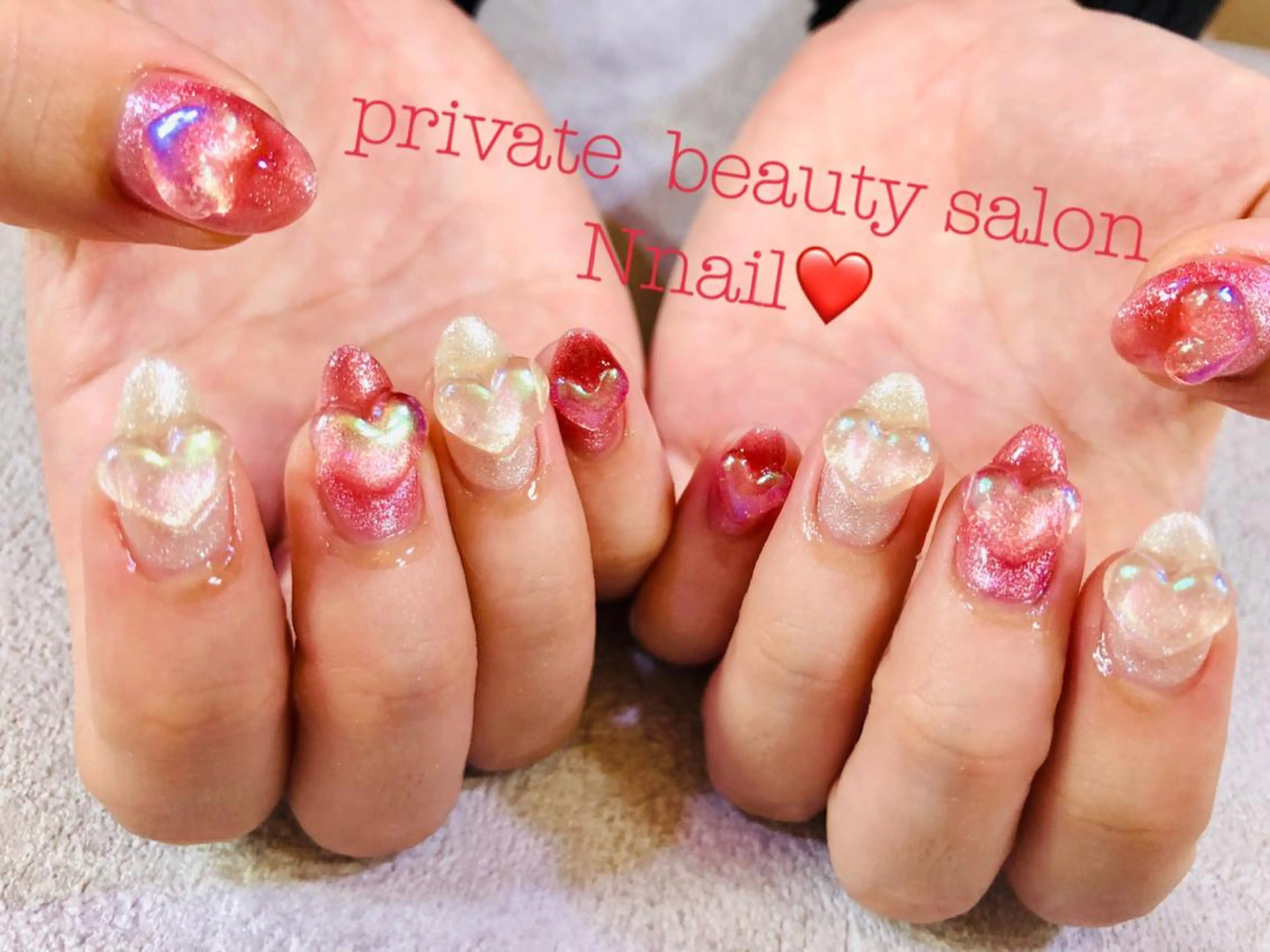 ネイル ハート 氷ネイル・うるうるネイル Nnail所属・🌿Nnail🌿 プライベートサロンのネイルデザイン
