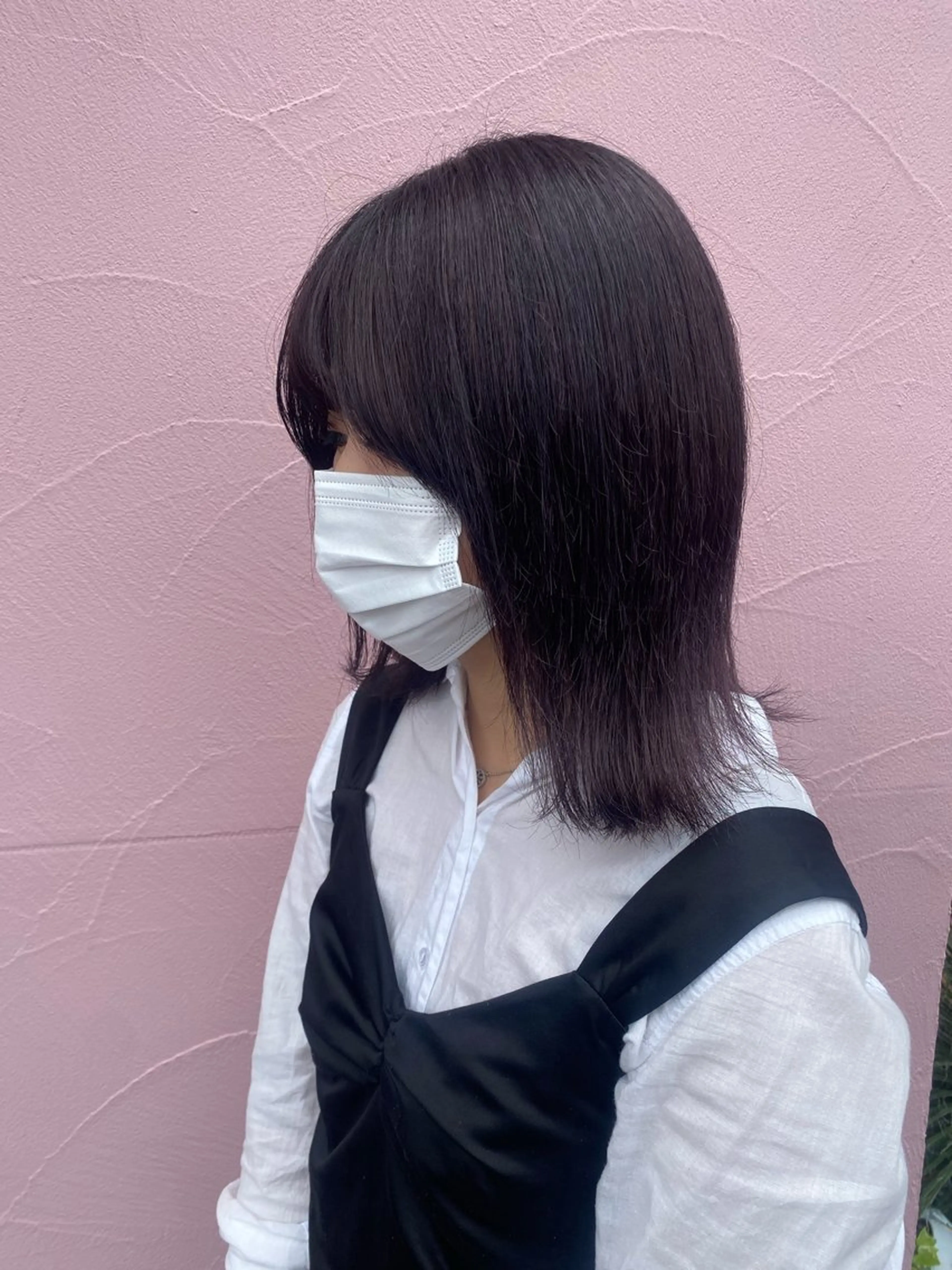 セミロング カラー 黒髪 ラベンダーカラー カット ヘアカラー あいさ🤍ムラ無しカ ラー🤍のヘアスタイル