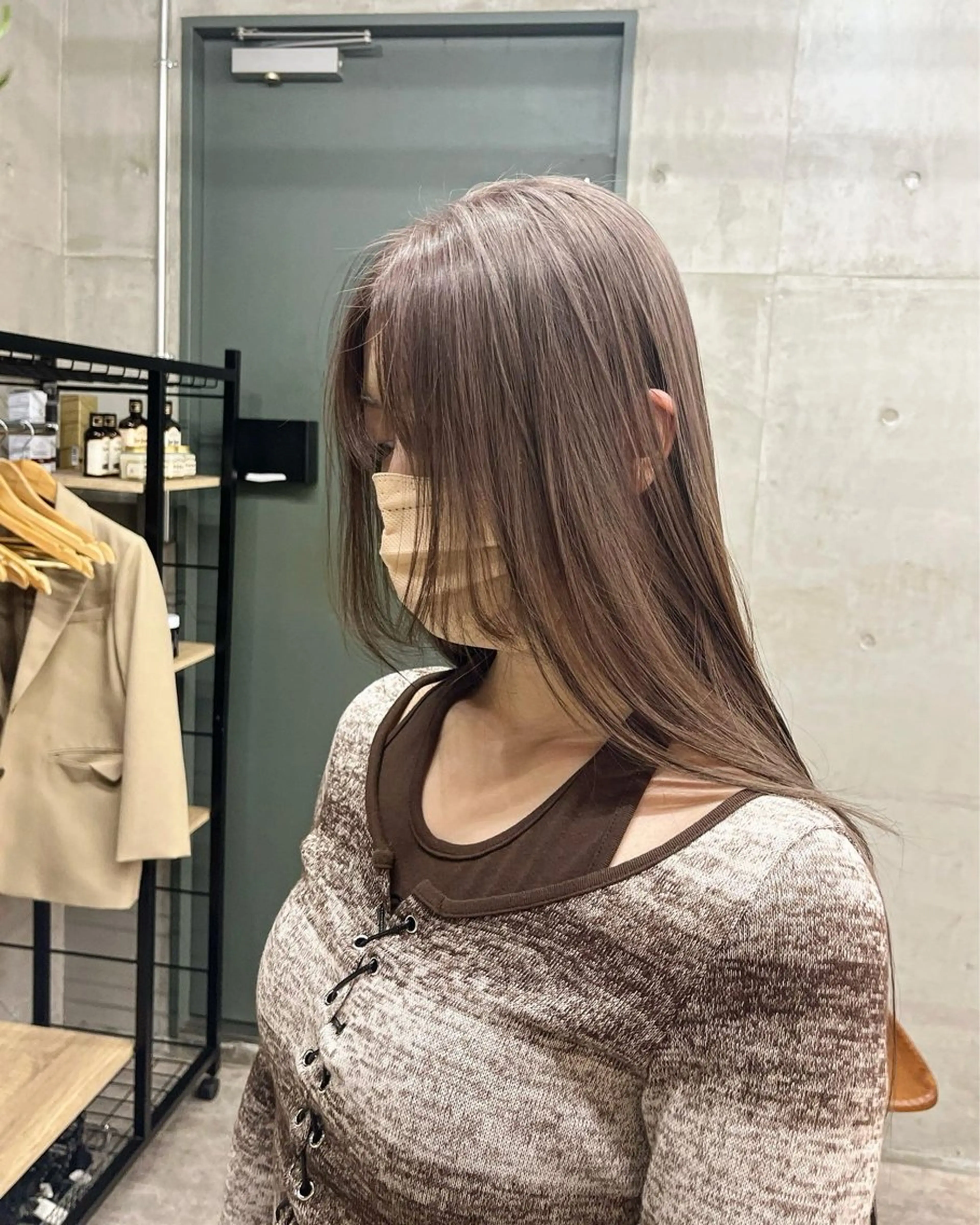 ミディアム カラー ベージュカラー ブリーチ ケアブリーチ 透明感カラー ダブルカラー SALT WATER所属・🫐 𝐌𝐚𝐨 🫐ボブモデル募集のヘアスタイル