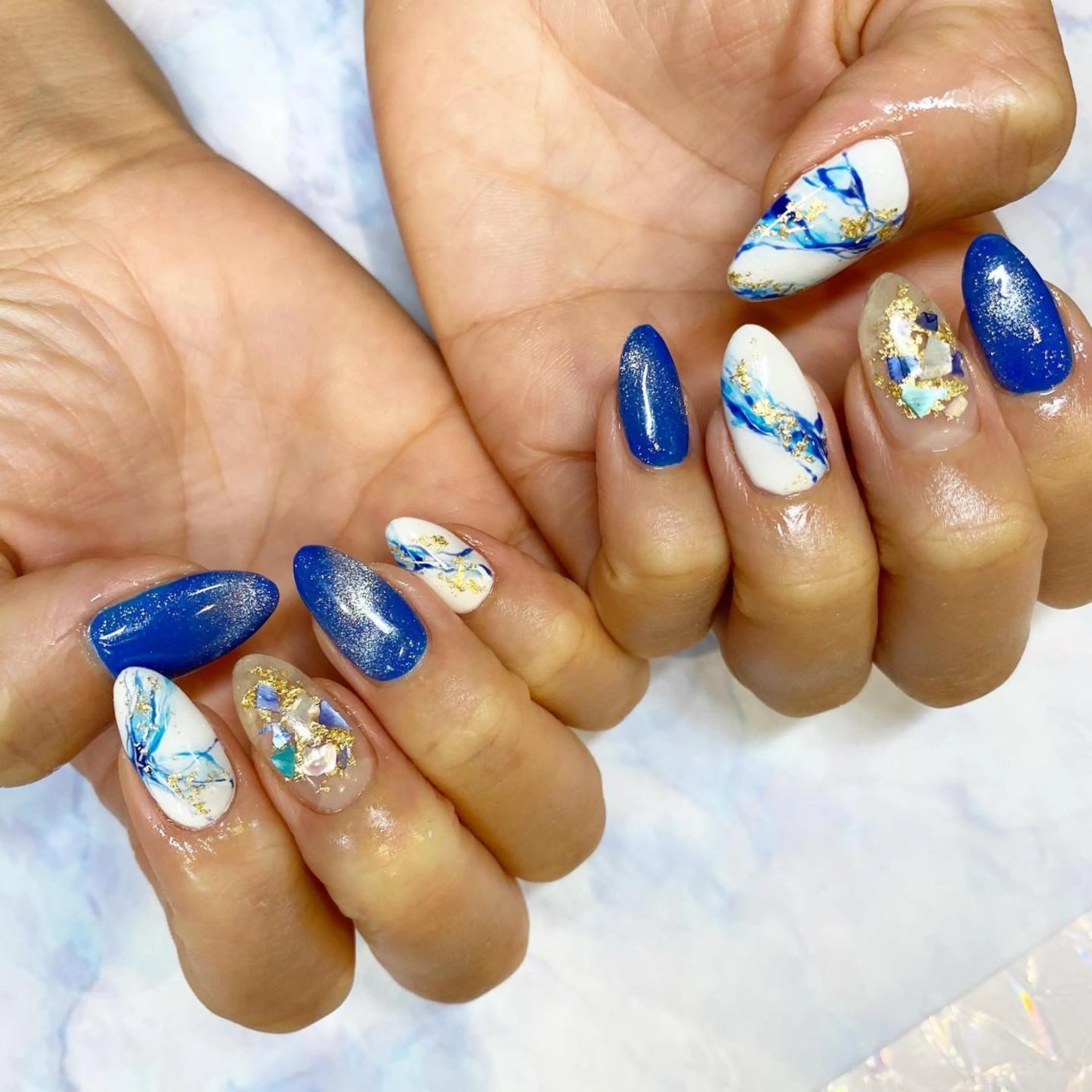 ネイル マグネットネイル 大理石ネイル(マーブル) ハンドネイル NAIL SALON あんび所属・nail salon あんびのネイルデザイン