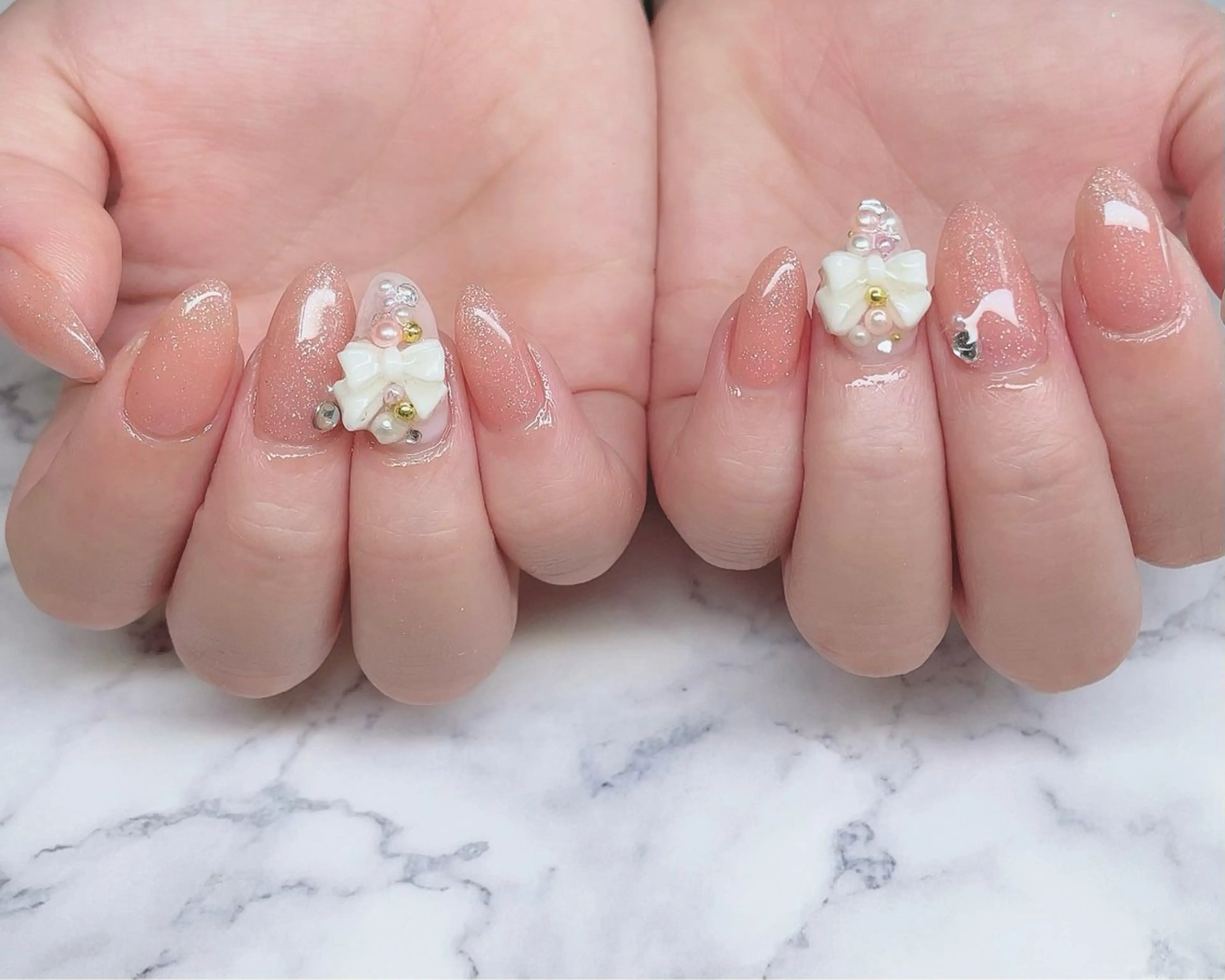 ネイル リボン ハンドネイル NailbyN所属・Nail_by N1のネイルデザイン