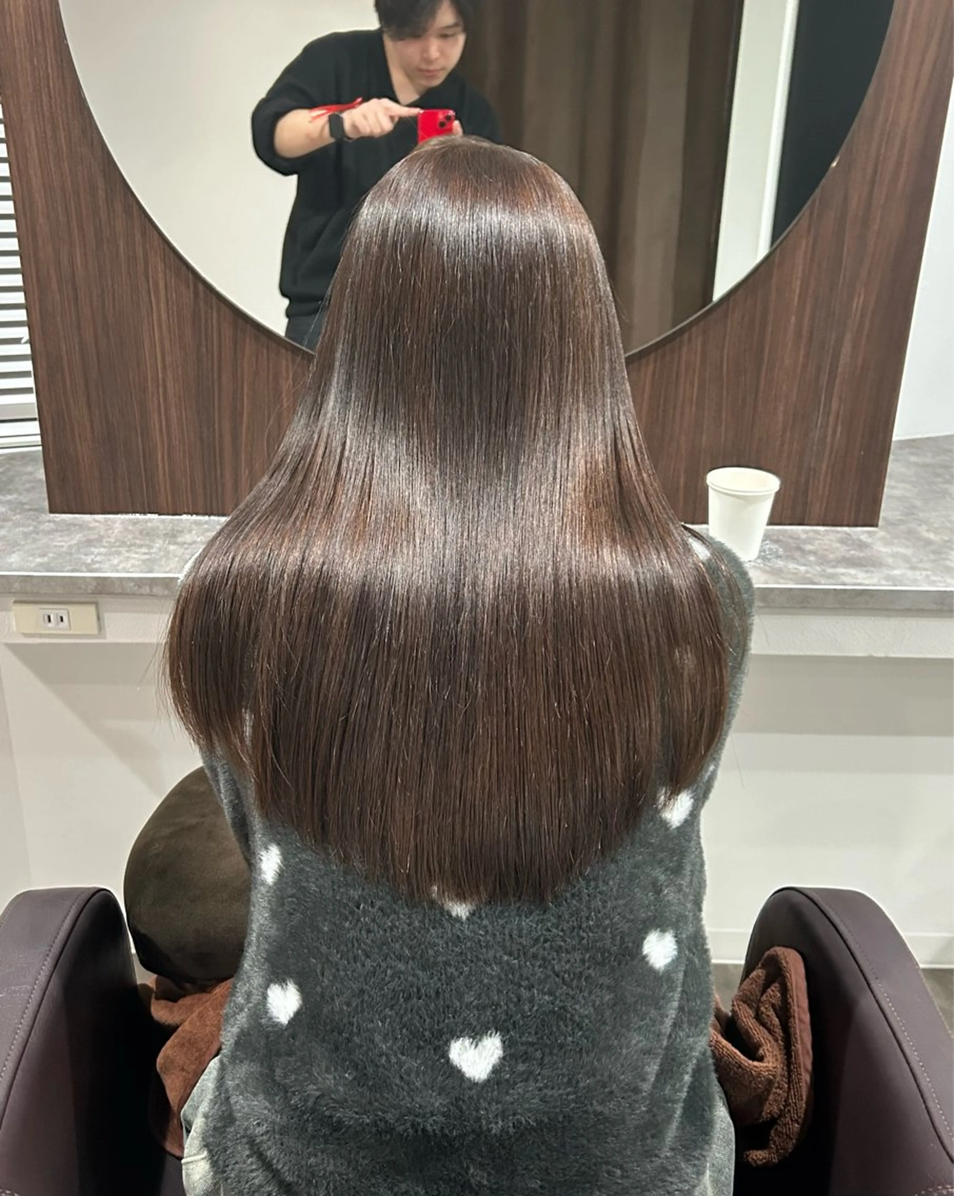 ロング 縮毛矯正 トリートメント タナカ レイヤのヘアスタイル