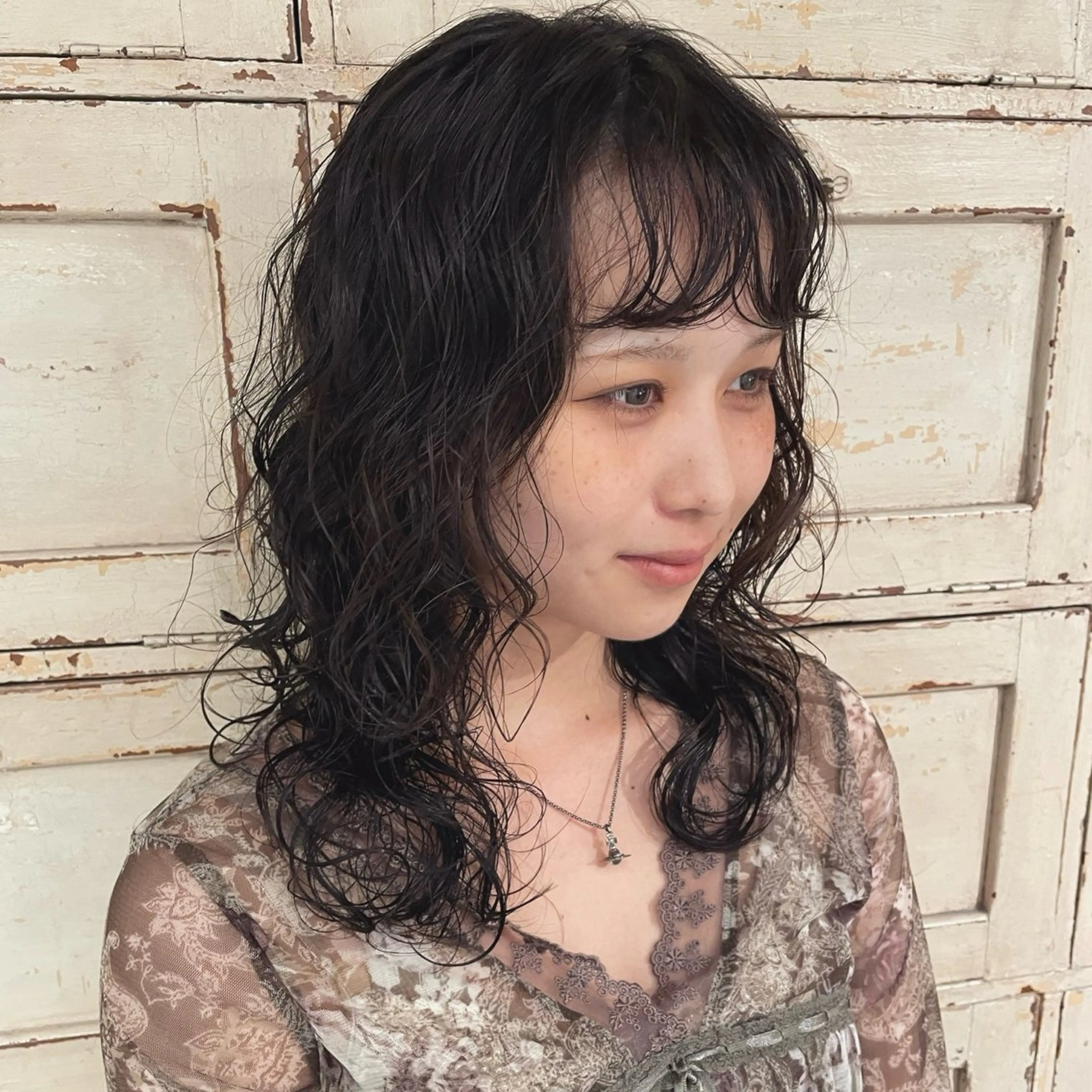 セミロング パーマ セミロングパーマ レイヤーカット RorriM natsuのヘアスタイル