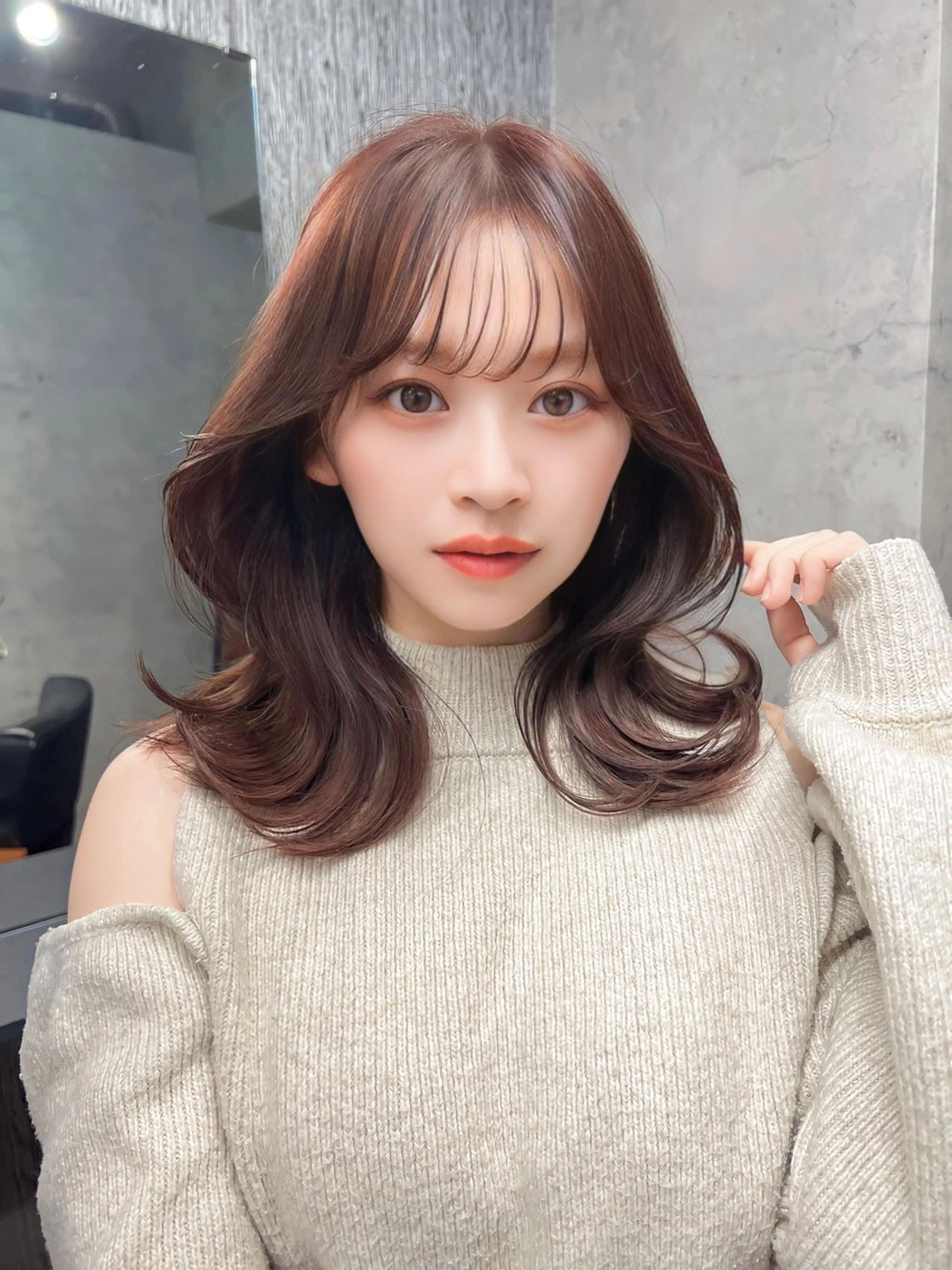 ミディアム カラー ヘアアレンジ カット ヘアカラー トリートメント ヘッドスパ レイヤー/ハッシュ 韓国💕Shogoのヘアスタイル