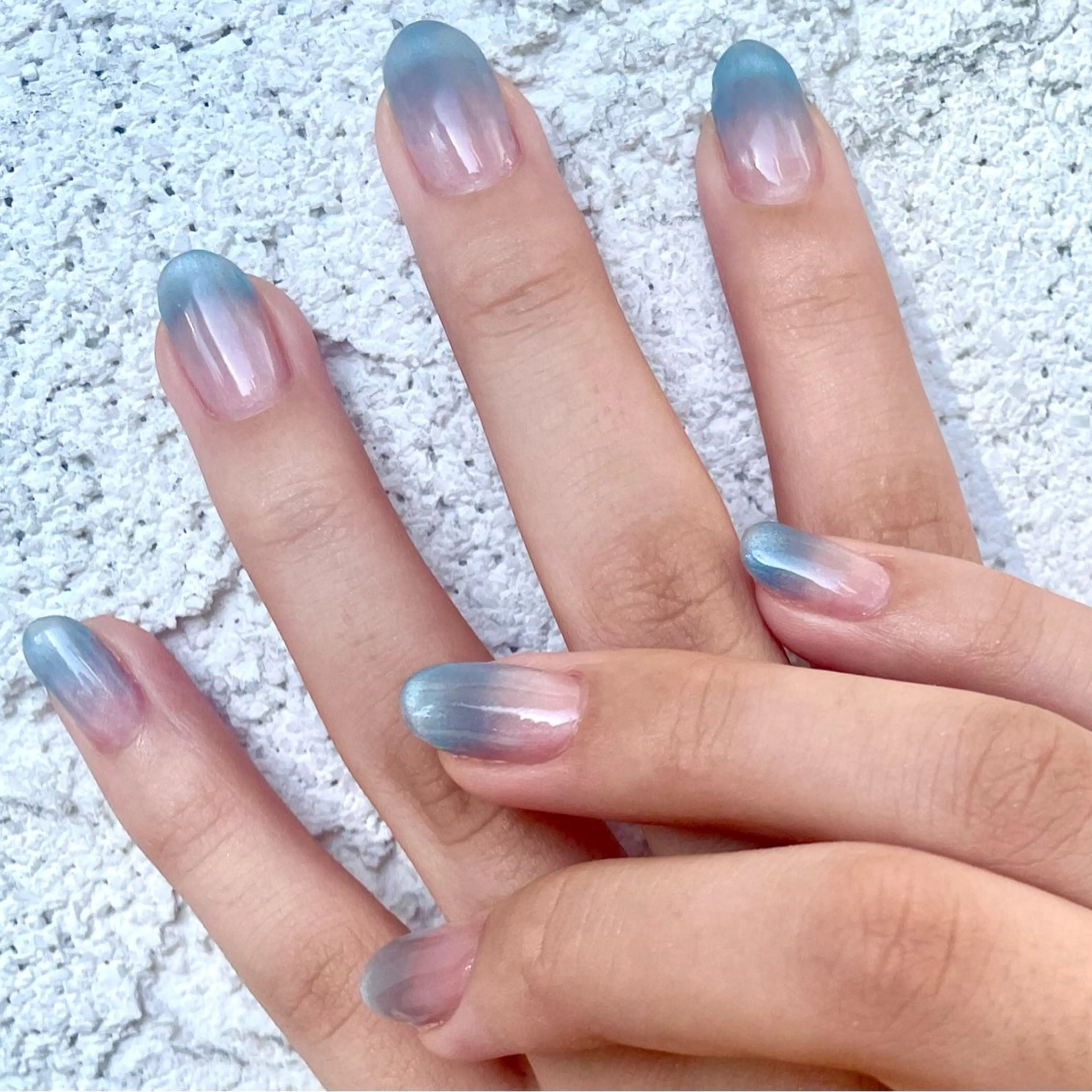 ネイル アートネイル ブルー ドット フラワーネイル グラデーション Seemly 千田町店所属・フラワーパラジェル 🌸シームリーエミのネイルデザイン