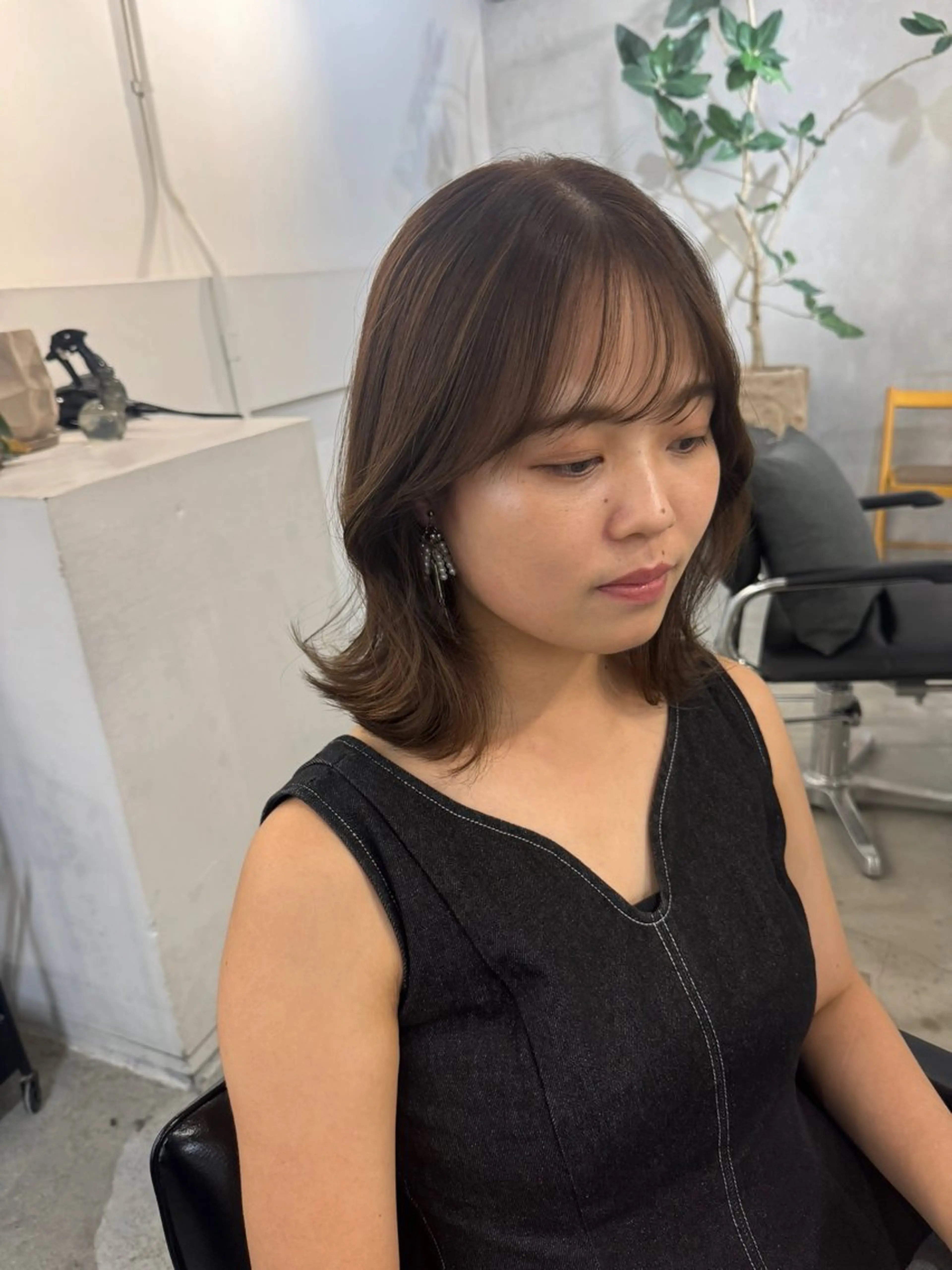 セミロング カット ヘアカラー トリートメント 顔周りcut・ご相談 ＝新宿しずく🇰🇷のヘアスタイル