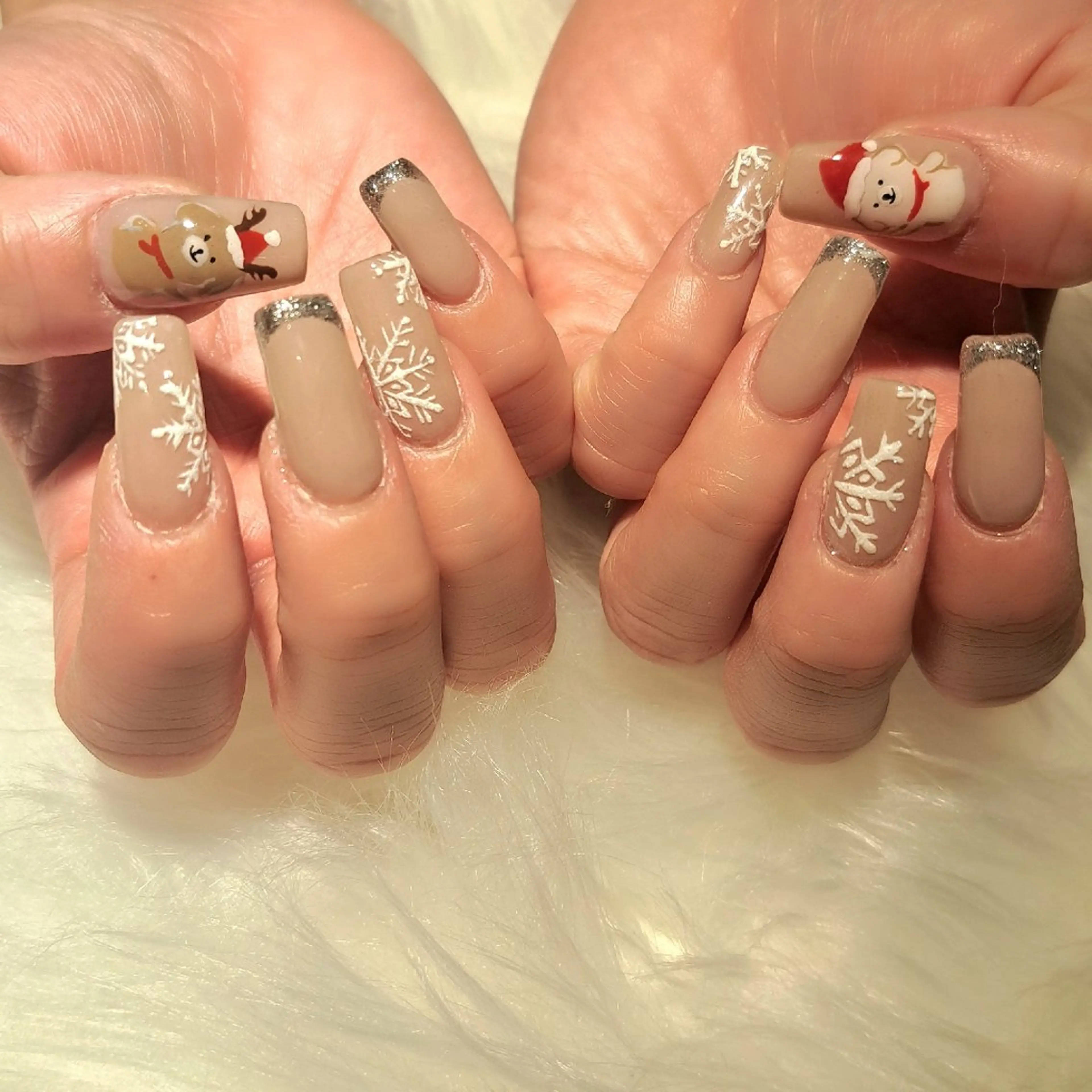 ネイル アートネイル 長さ出し 持ち込み スカルプネイル 冬ネイル Nail mood /アートし放題のネイルデザイン