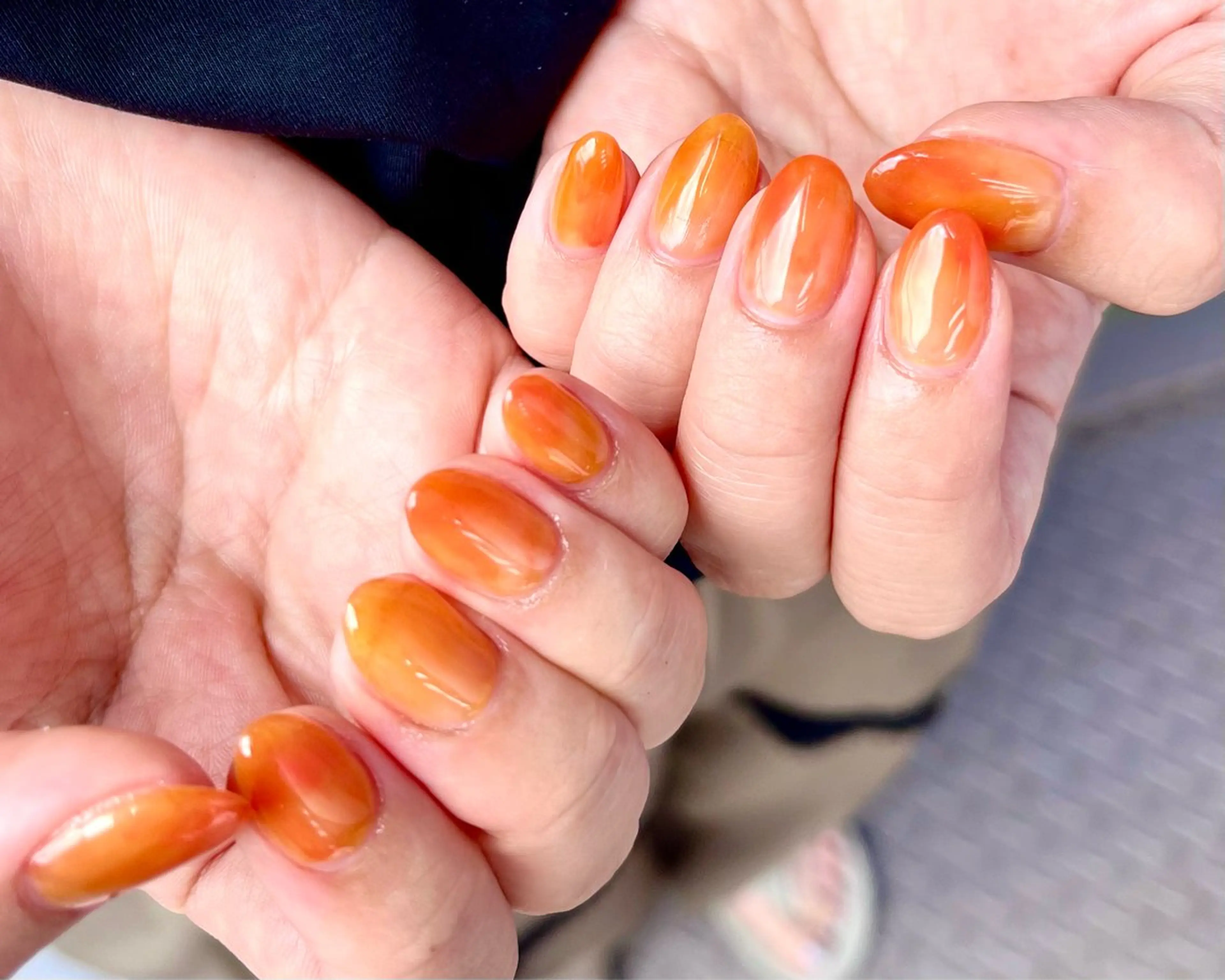 ネイル アートネイル ジェルネイル ニュアンスネイル オレンジ パラジェル Salute本店 🦋仲原里佳のネイルデザイン