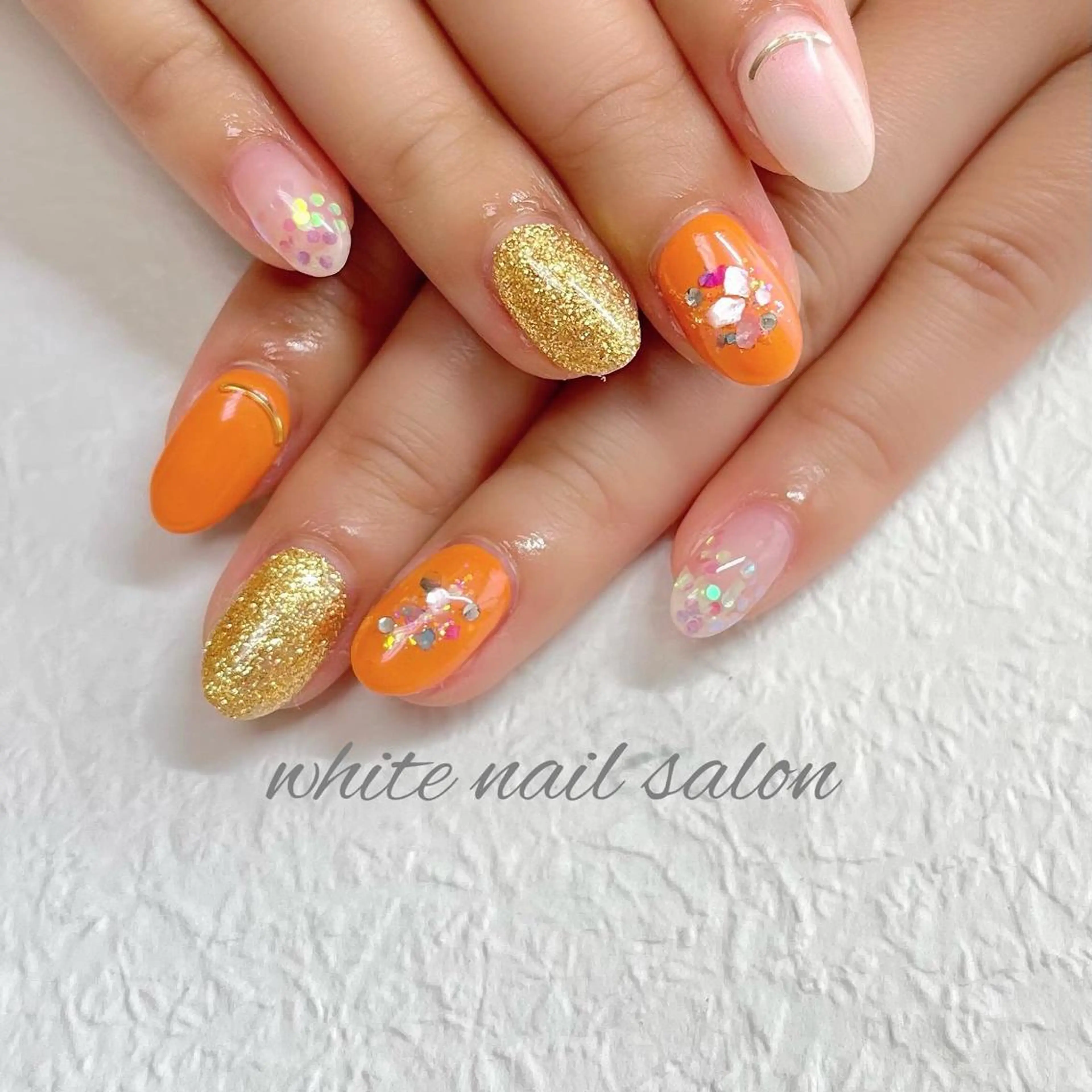 ネイル ジェルネイル ハードジェル ラメ(グリッター) 持ち込み ソフトジェル ハンドネイル white nail salonのネイルデザイン