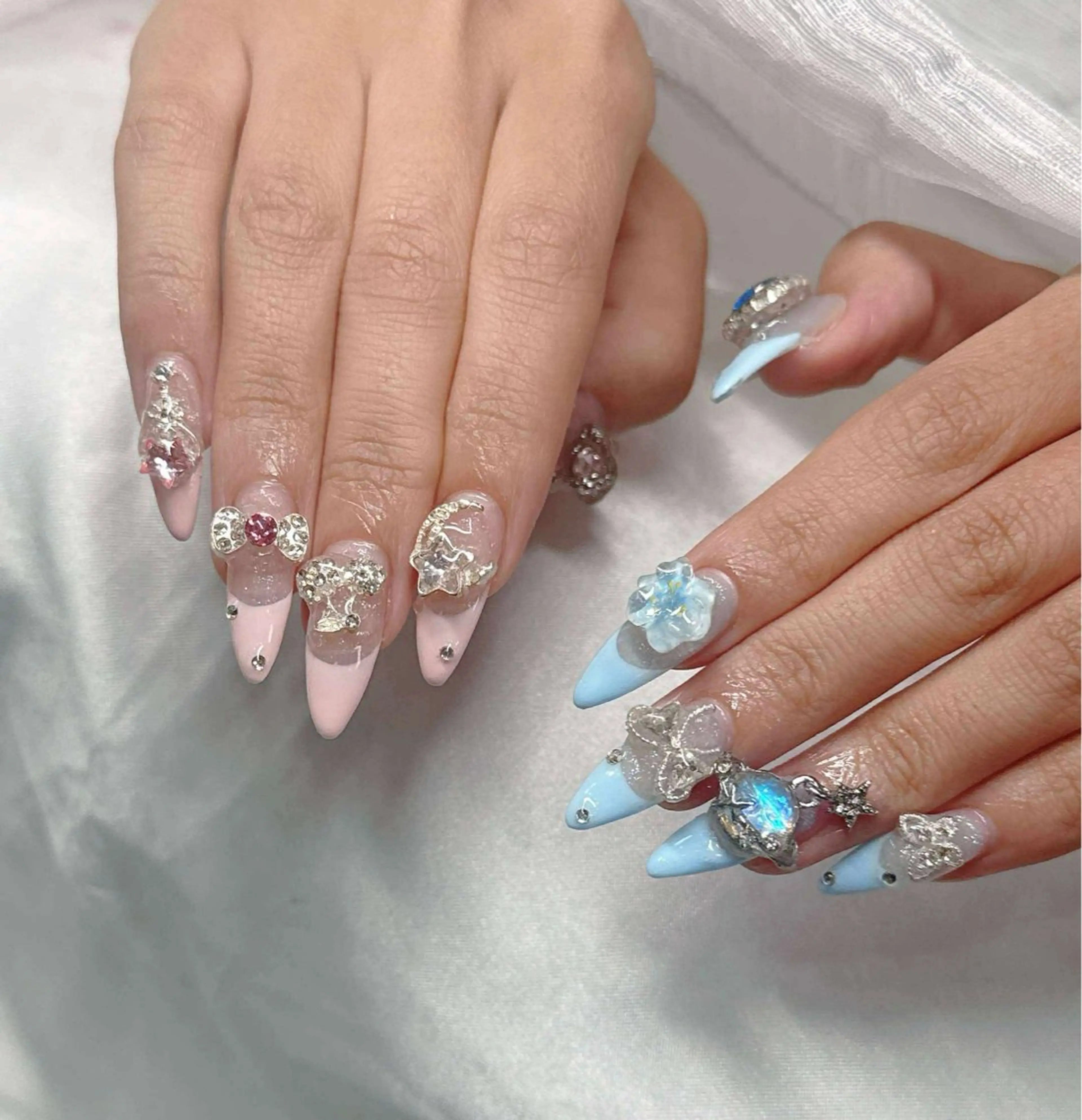 ネイル 長さ出し グラデーション 卒業式 キラキラネイル マグネットネイル ハンドネイル Lee Nailsのネイルデザイン