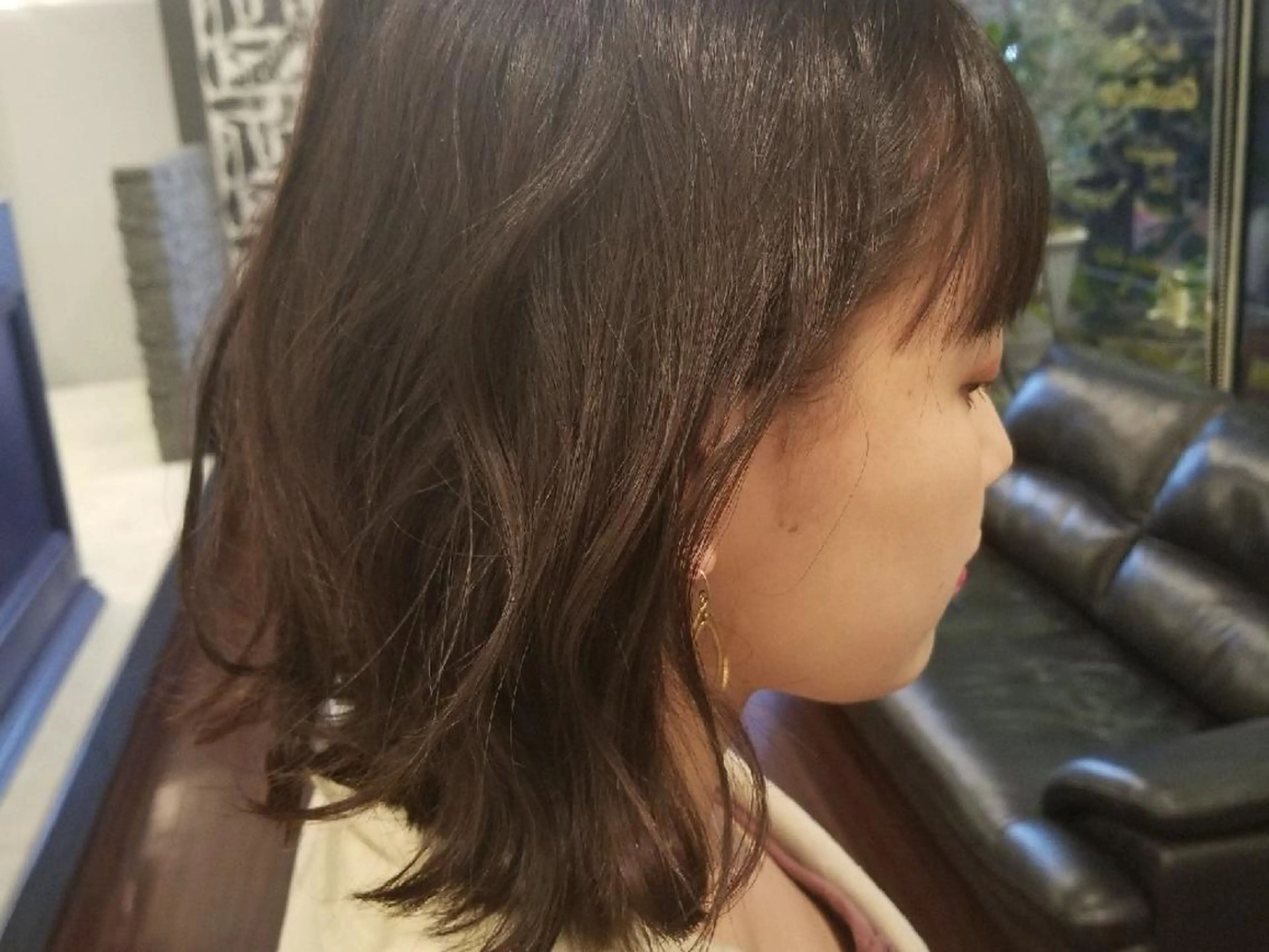 ミディアム ヘアアレンジ カラー 切りっぱなしボブ アッシュ ボブ ヘアカラー Hair&Spa Fleur CHERE所属・HISANAGA YUKAのヘアスタイル