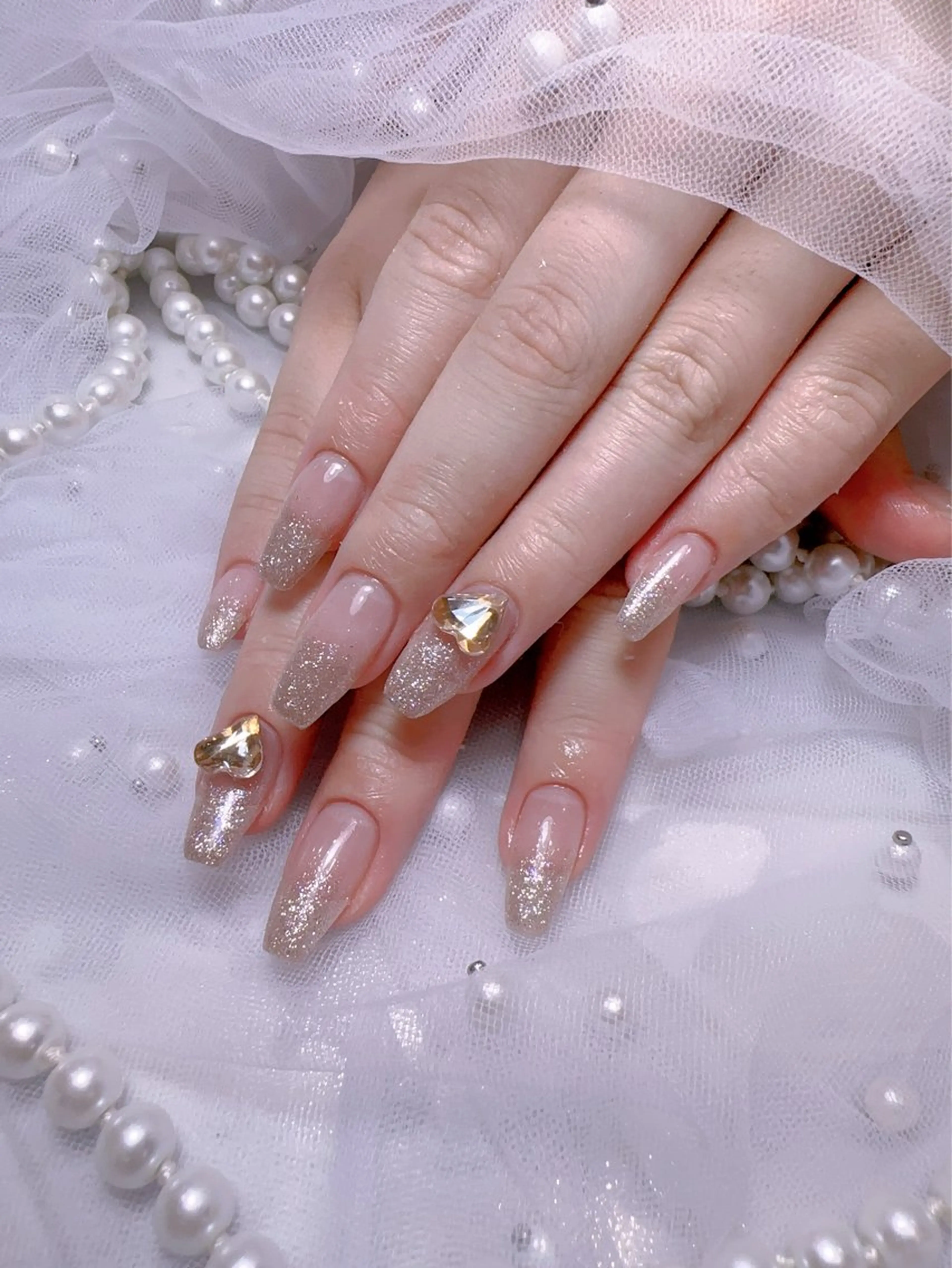 ネイル アートネイル フラッシュネイル フレンチネイル ジェルネイル ガラスフレンチ ハンドネイル You&Me Miyuのネイルデザイン