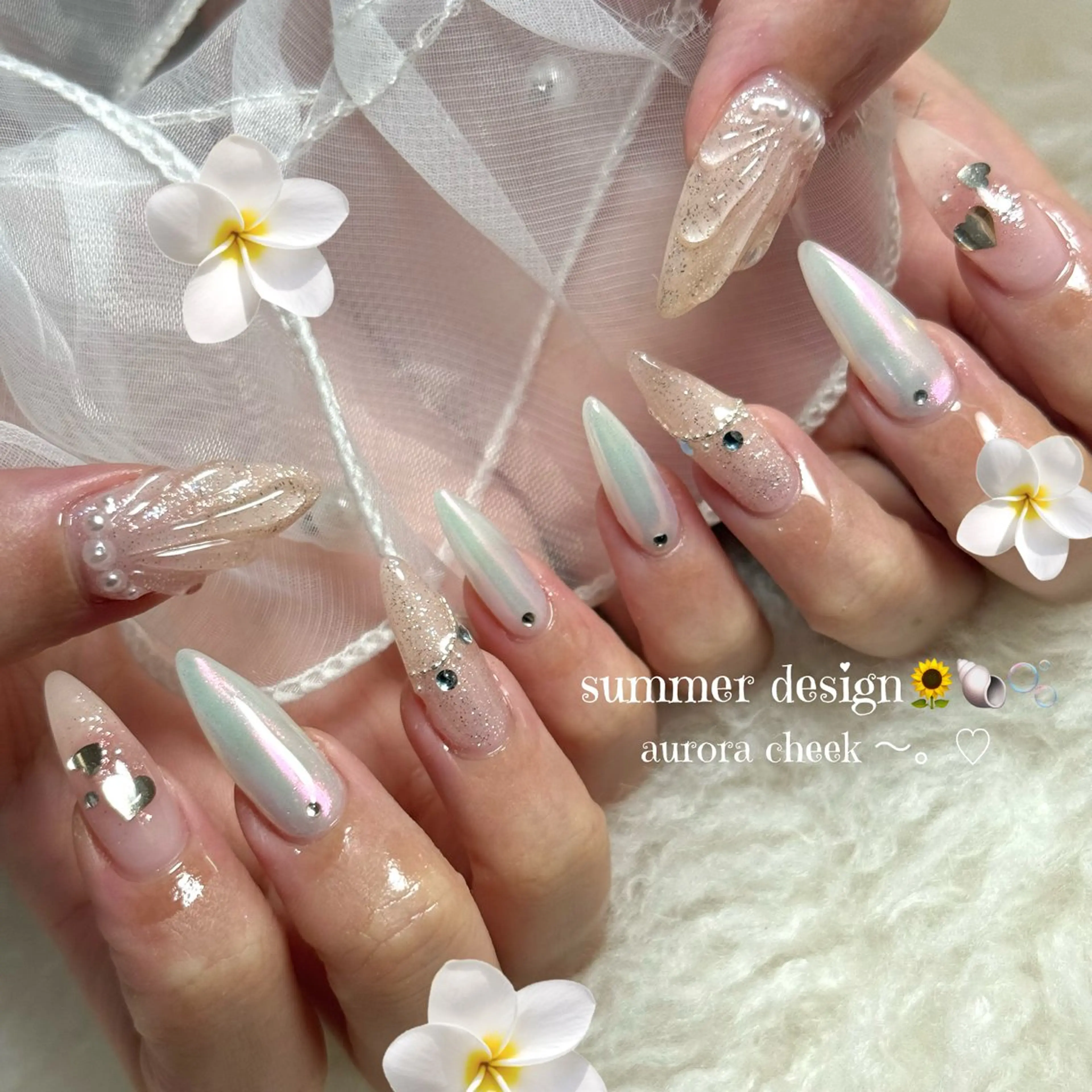 ネイル ロングネイル ハンドネイル EmaNail豊中 🎀SANAのネイルデザイン