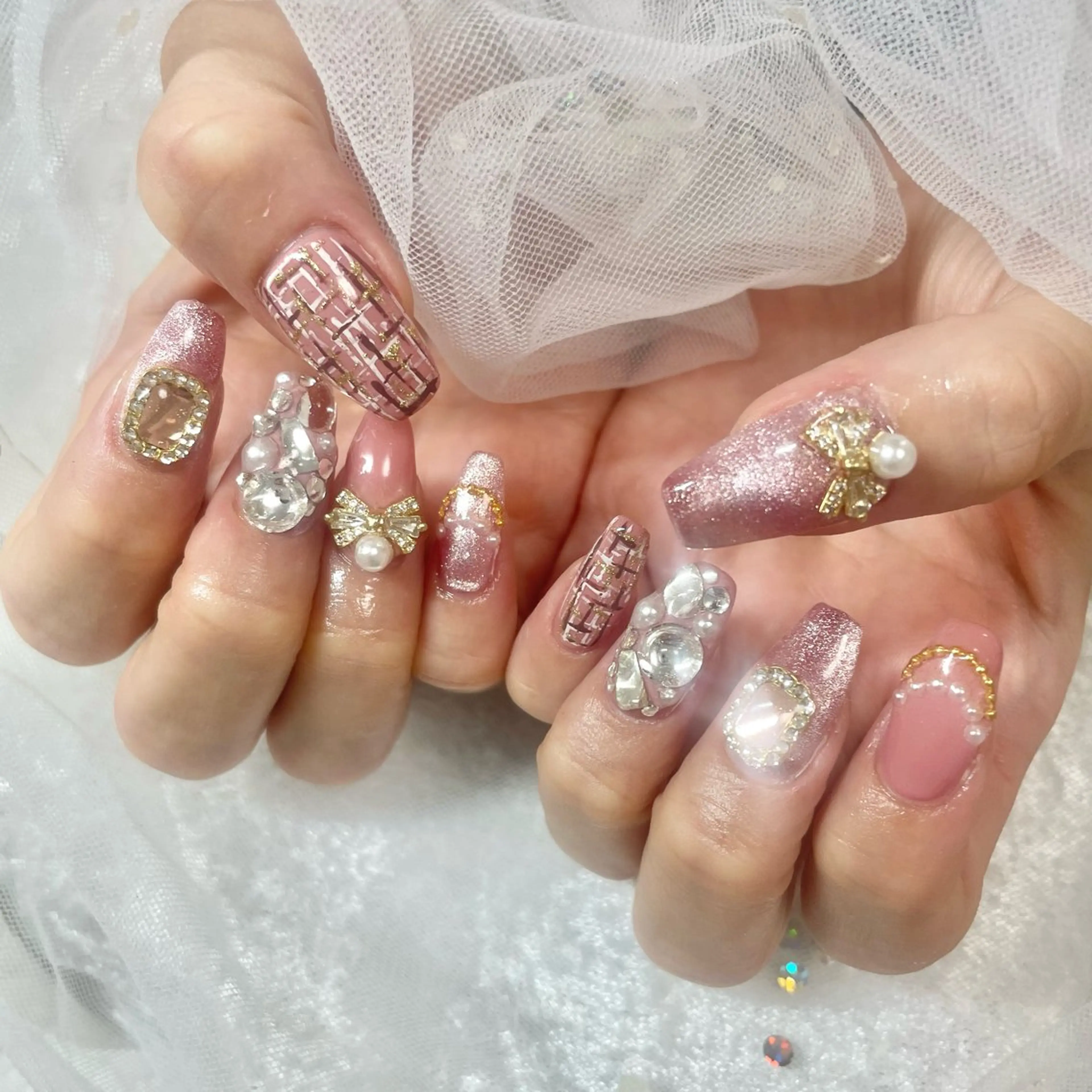 ネイル ツイードネイル ハンドネイル 🎀AYAKO 🎀中韓ネイルのネイルデザイン