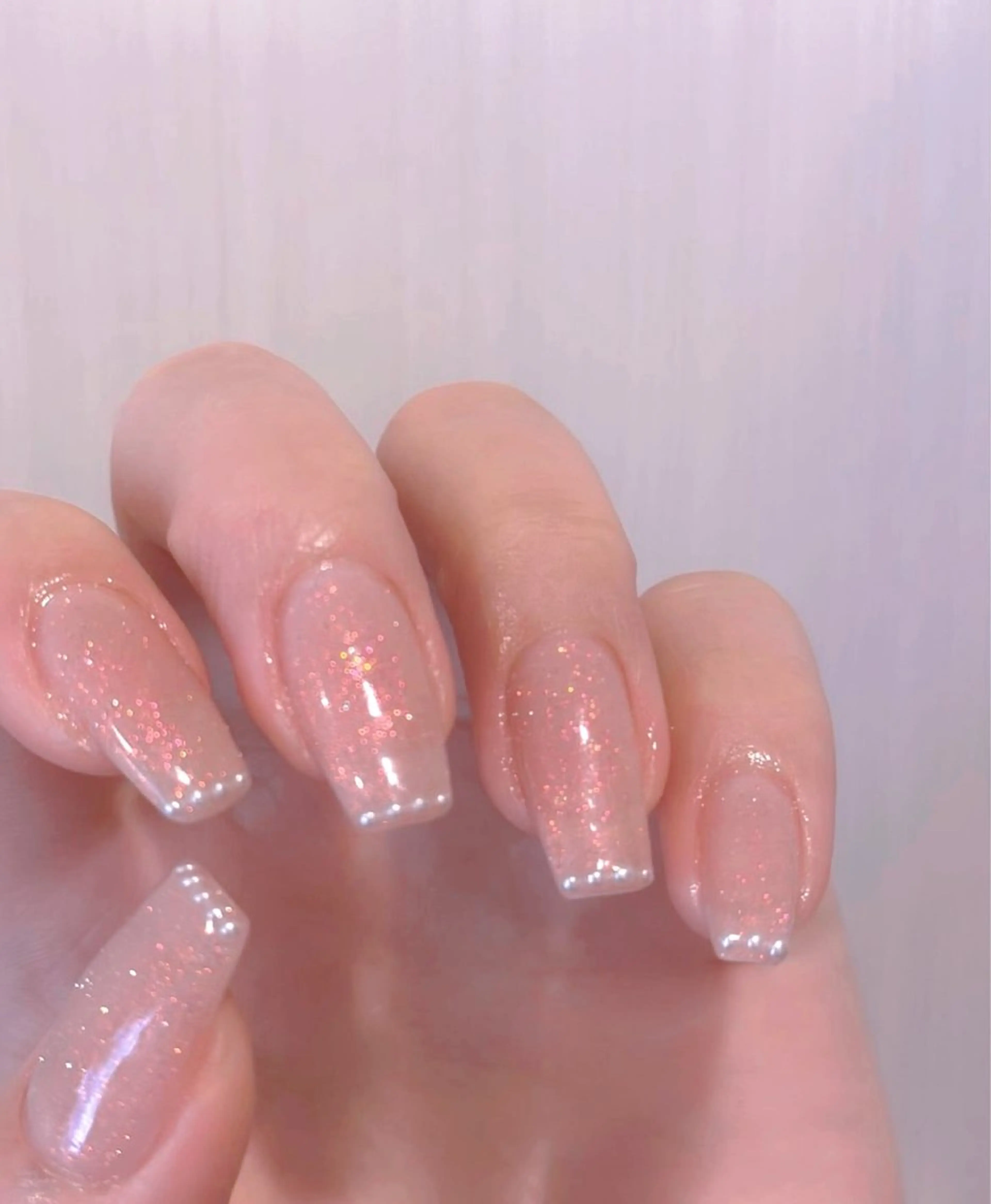 ネイル フレンチネイル ラメ(グリッター) ピンク ネイリスト ❄️ユキ(店長)❄️のネイルデザイン