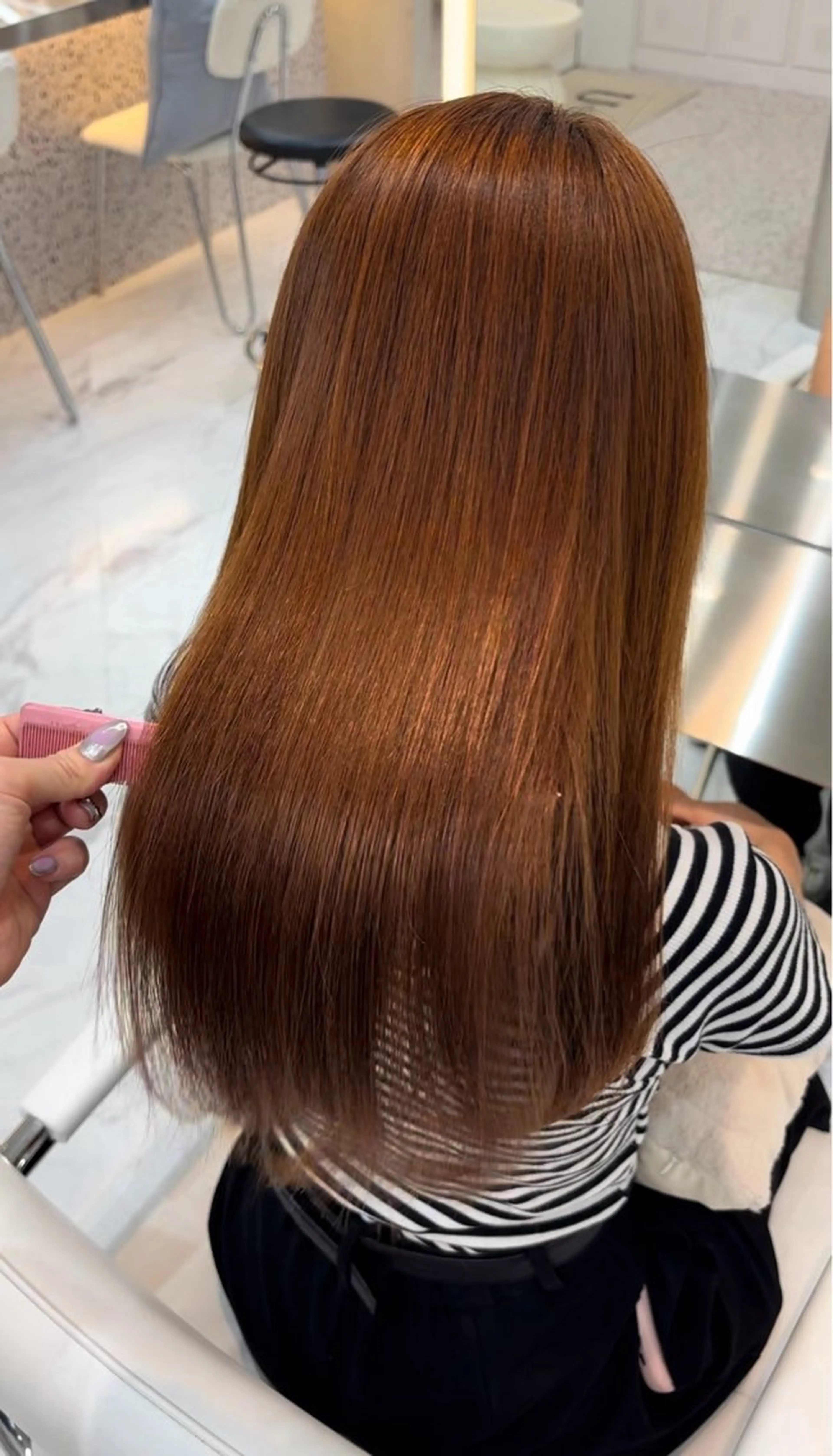 セミロング 髪質改善 韓国レイヤー×暖色 カラー🎀ASAKAのヘアスタイル