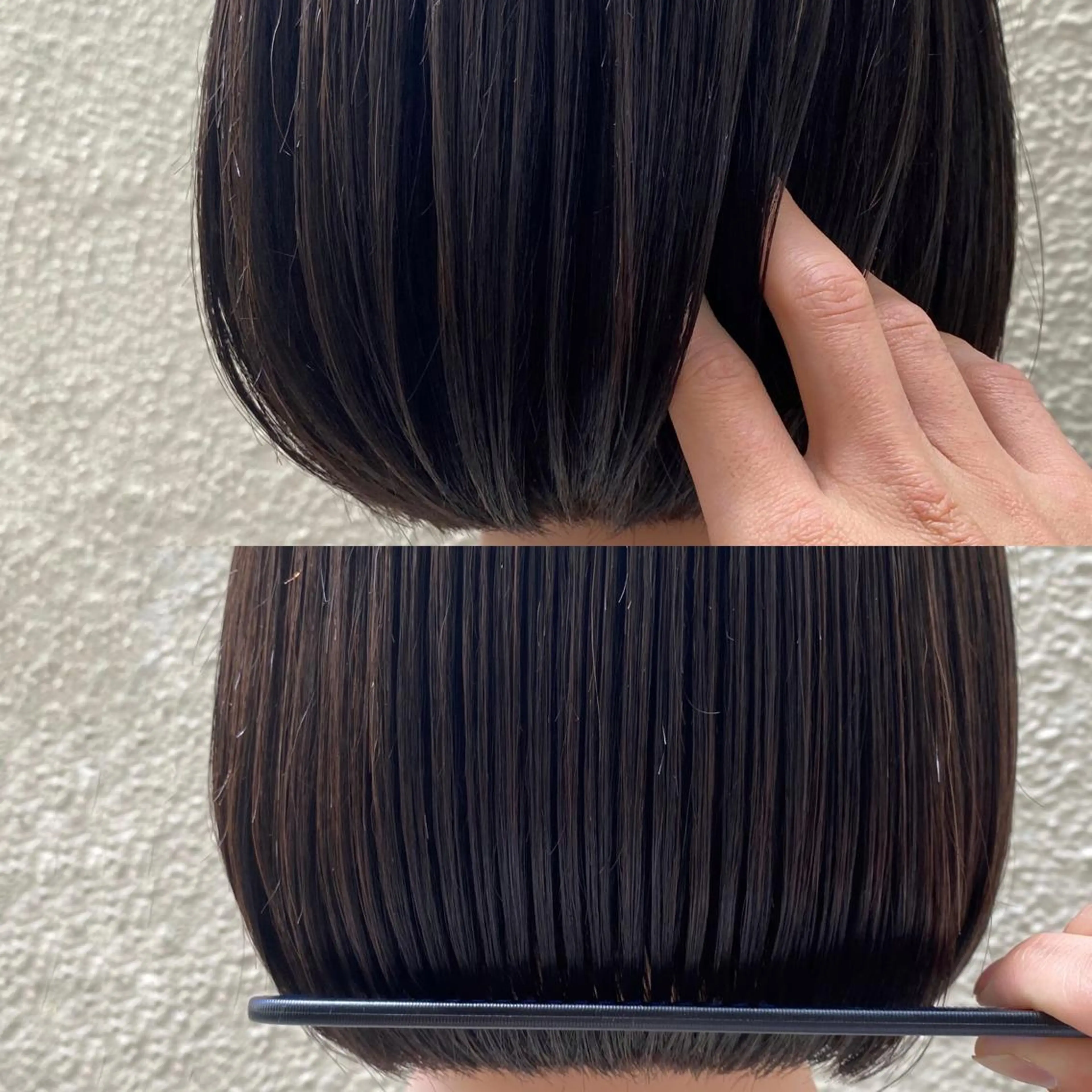 ミディアム ブリーチなしカラー/ 顔周りレイヤーカットのヘアスタイル