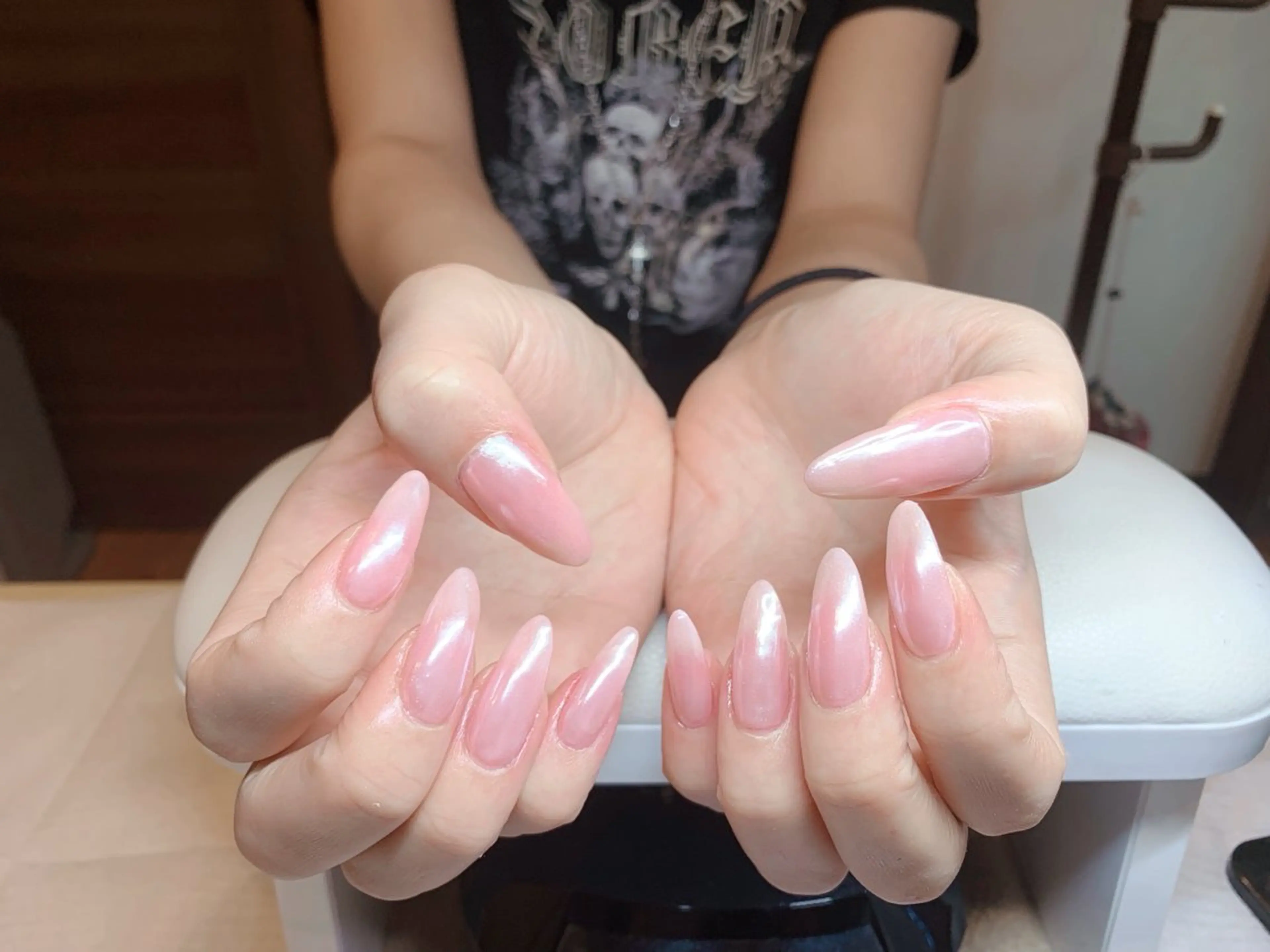 ネイル クリアネイル ミラーネイル ピンク ハンドネイル Nail_Aroma KOKOのネイルデザイン