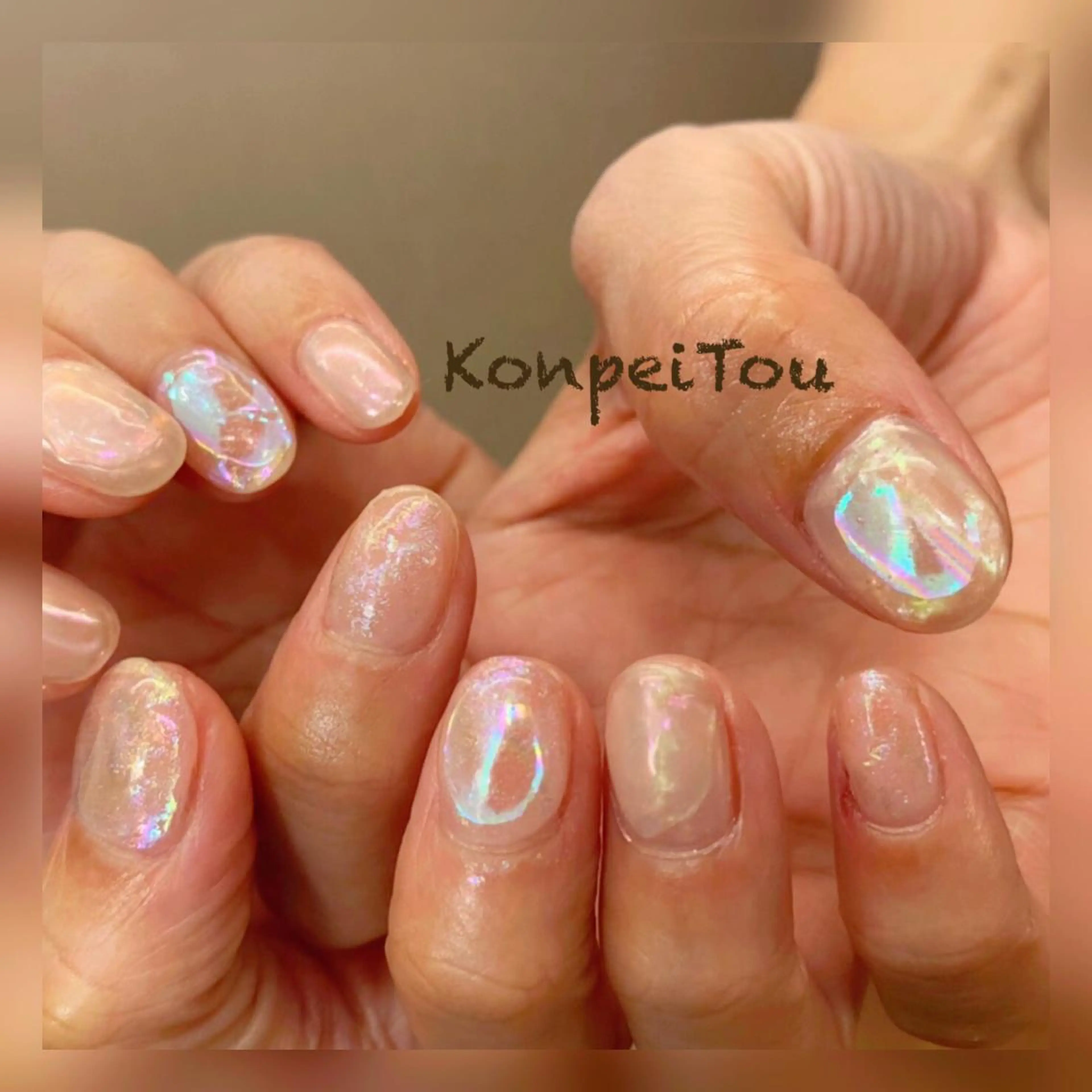 ネイル 氷ネイル・うるうるネイル ハンドネイル おうちのネイルサロン　konpeiTou〜こんぺいとう〜所属・おうちのネイルサロン KonpeiTouのネイルデザイン