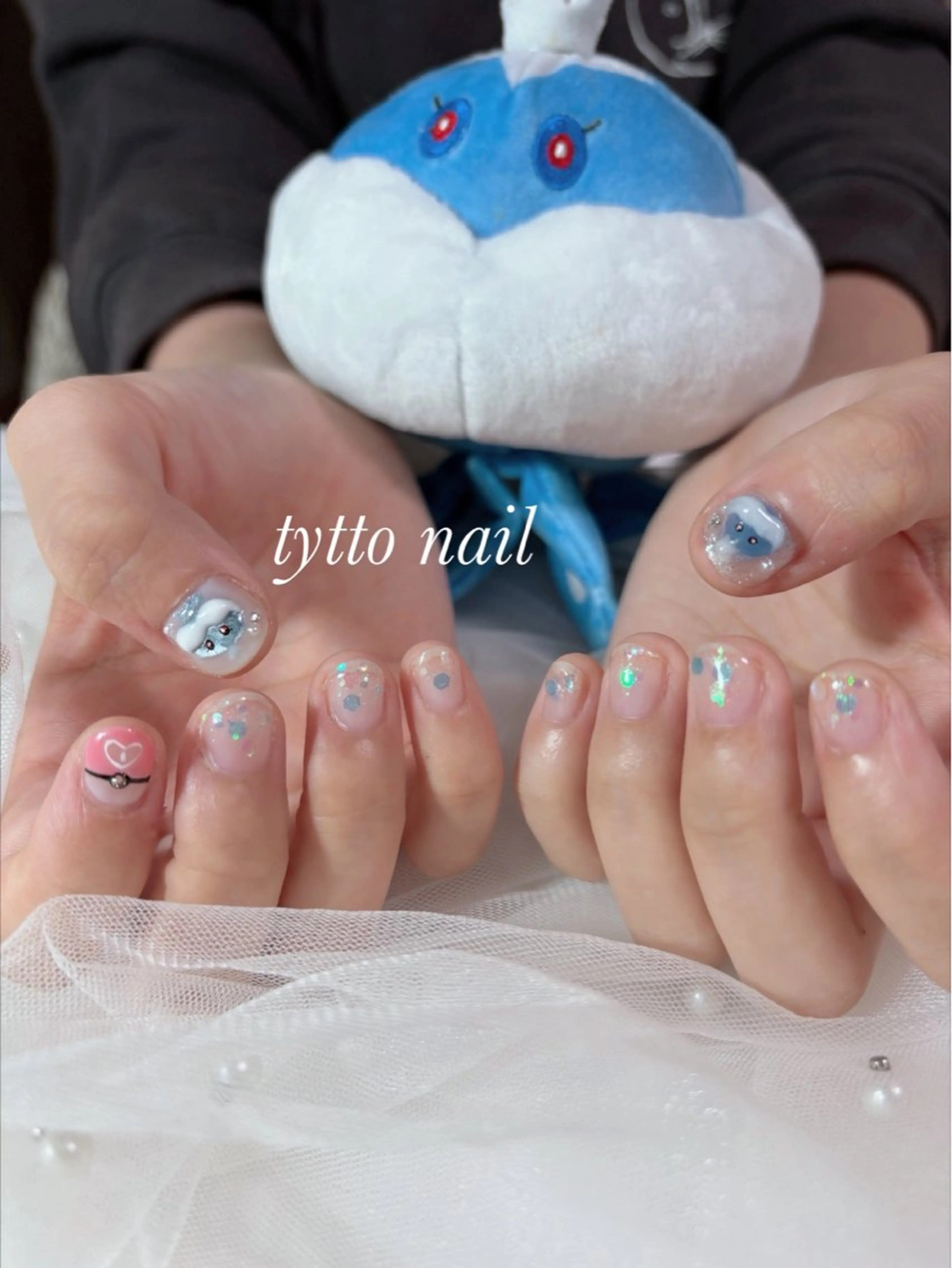 ネイル ブルー グラデーション キラキラネイル ラメ(グリッター) マグネットネイル ハンドネイル tytto nail ❤︎‪‪eri‪‪のネイルデザイン