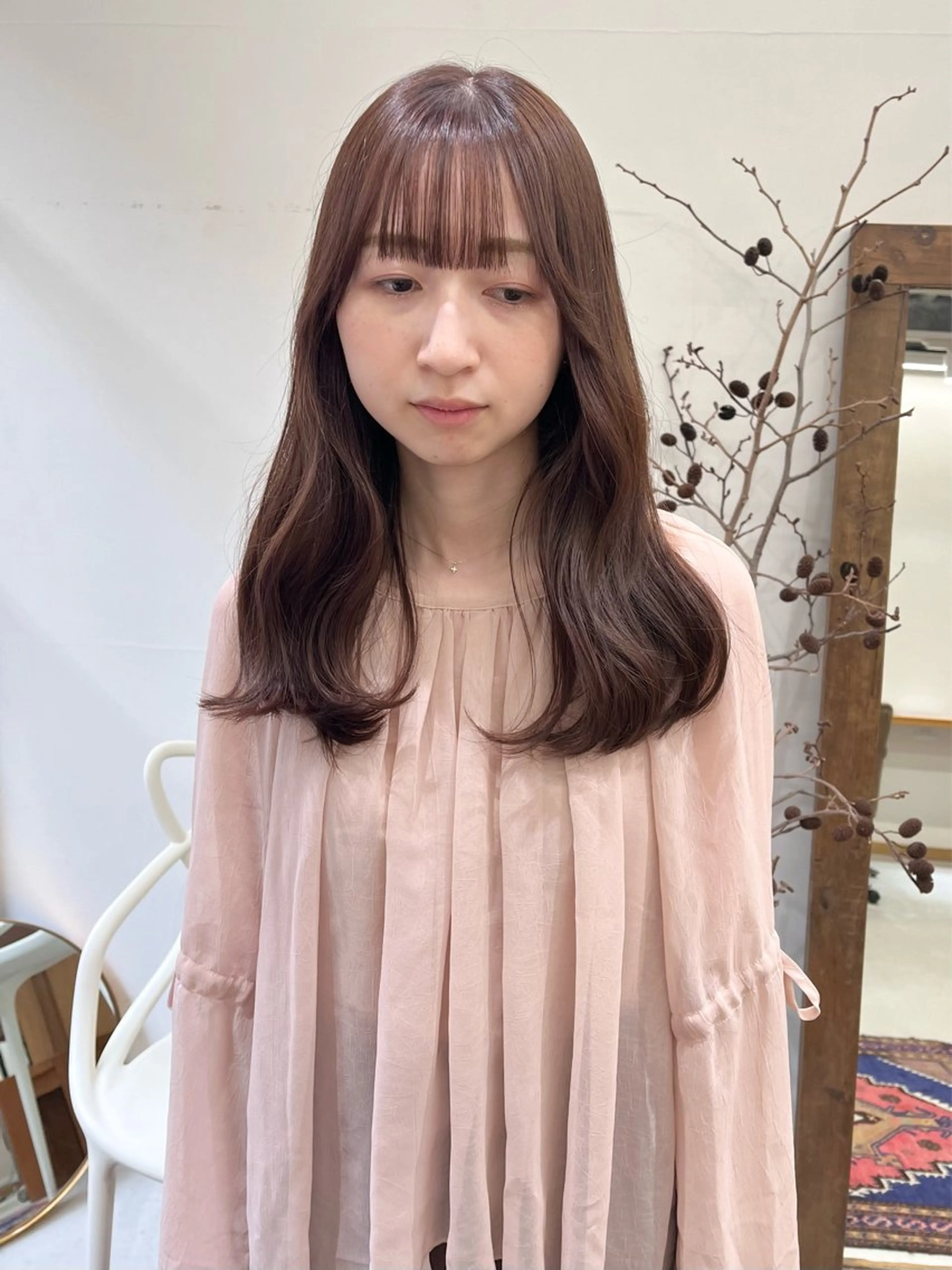 ロング カラー ヘアアレンジ ブリーチ ブラウンカラー 透明感カラー ダブルカラー ラベンダーカラー カット ヘアカラー トリートメント ena/ブリーチなし 暖色・ベージュ🎀のヘアスタイル