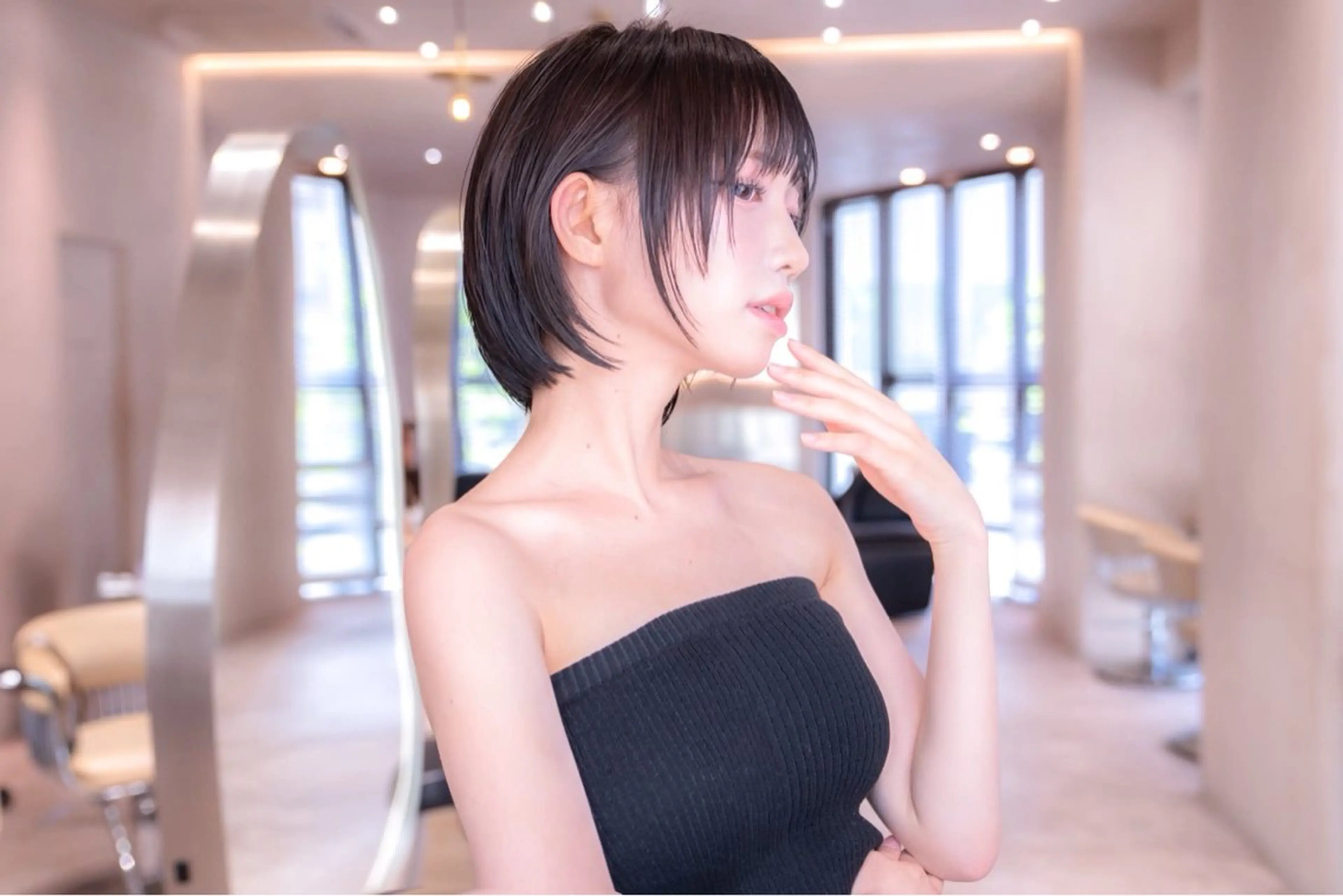 ミディアム カット 渋谷／タッセルボブ ／顔周り/加邊凌也のヘアスタイル