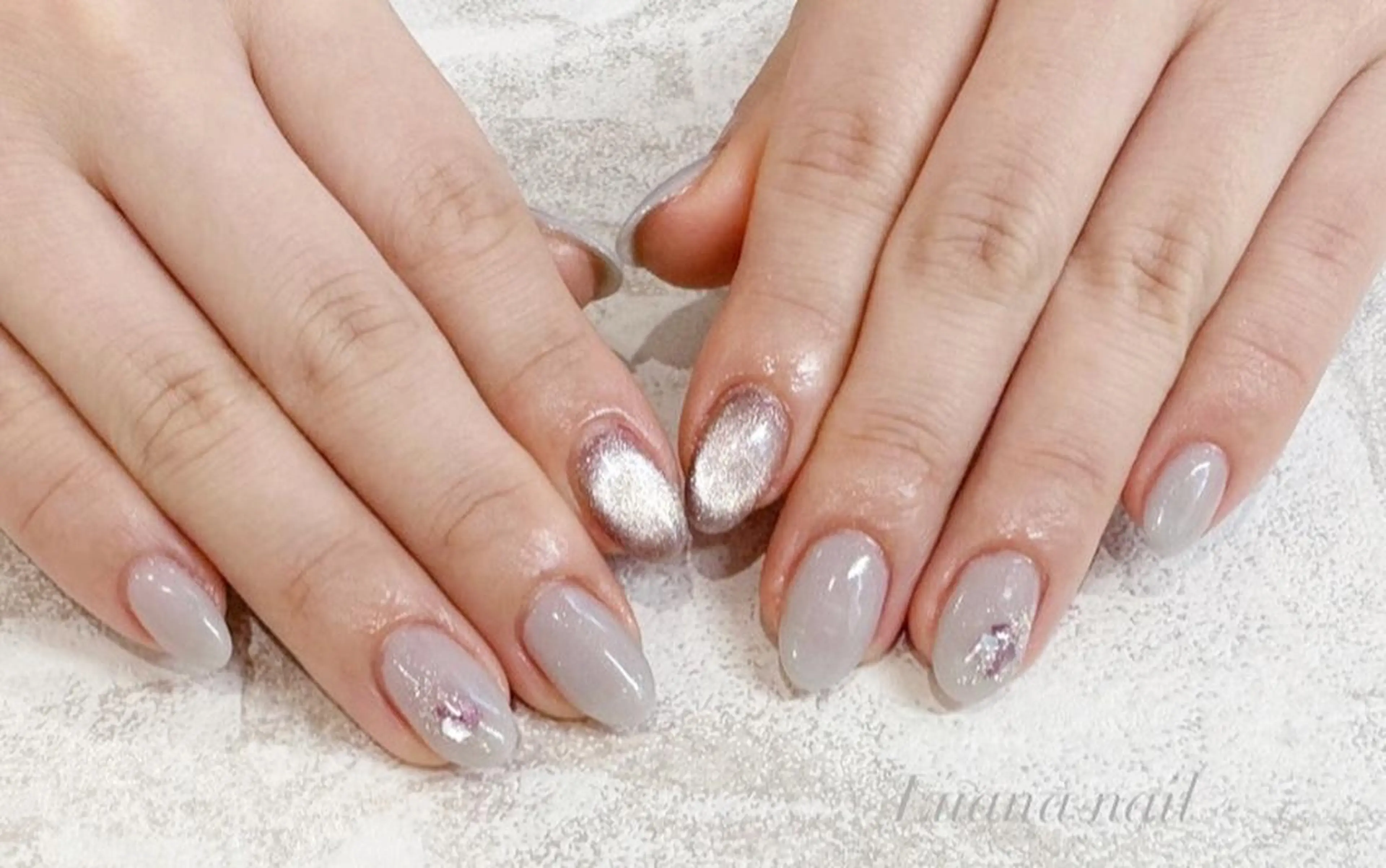 セミロング ネイル 入学式 入学式 ジェルネイル マグネットネイル オフィスネイル Luana nail (ルアナネイル)のネイルデザイン