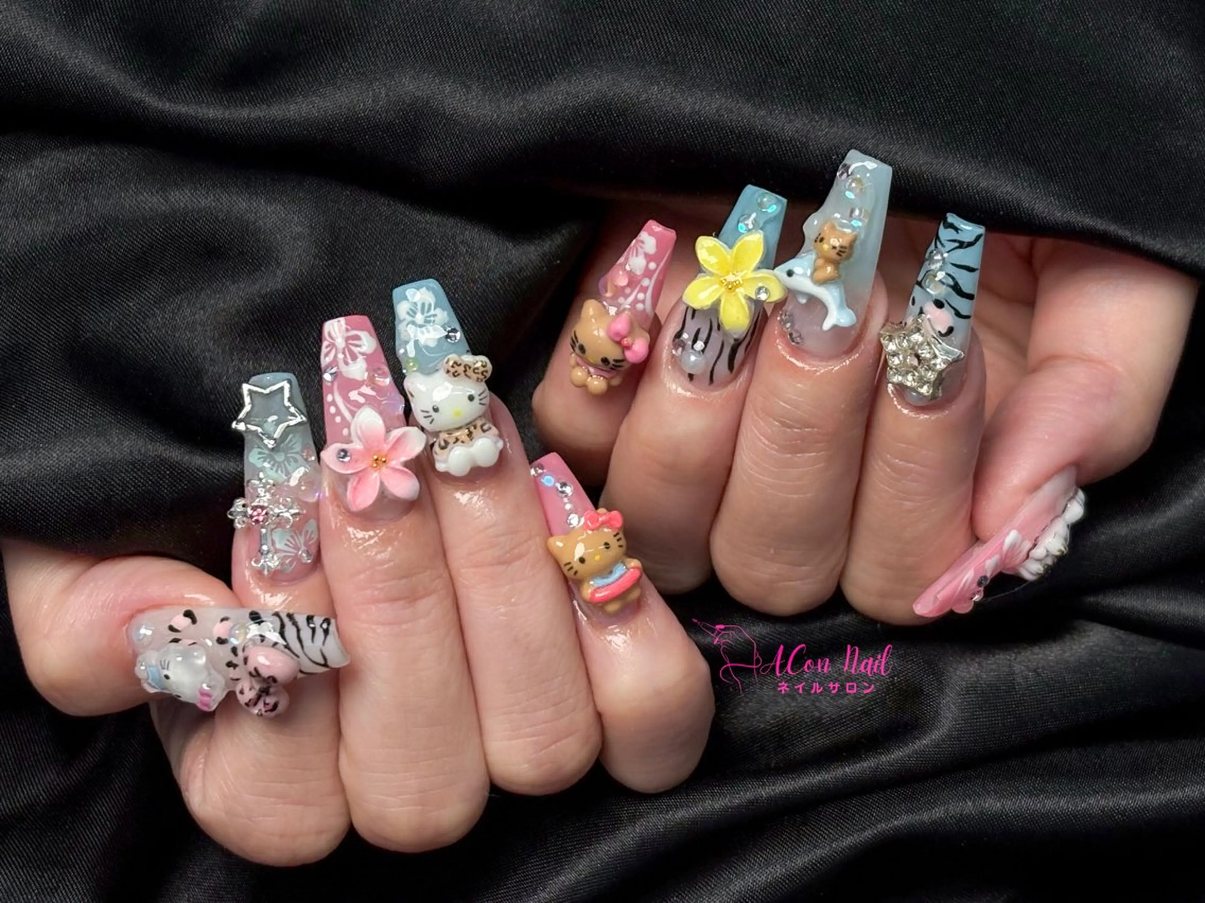 ネイル 桜ネイル 長さ出し フラワーネイル フレンチネイル ジェルネイル ハンドネイル AConNailSalon所属・ACon NailSalonのネイルデザイン