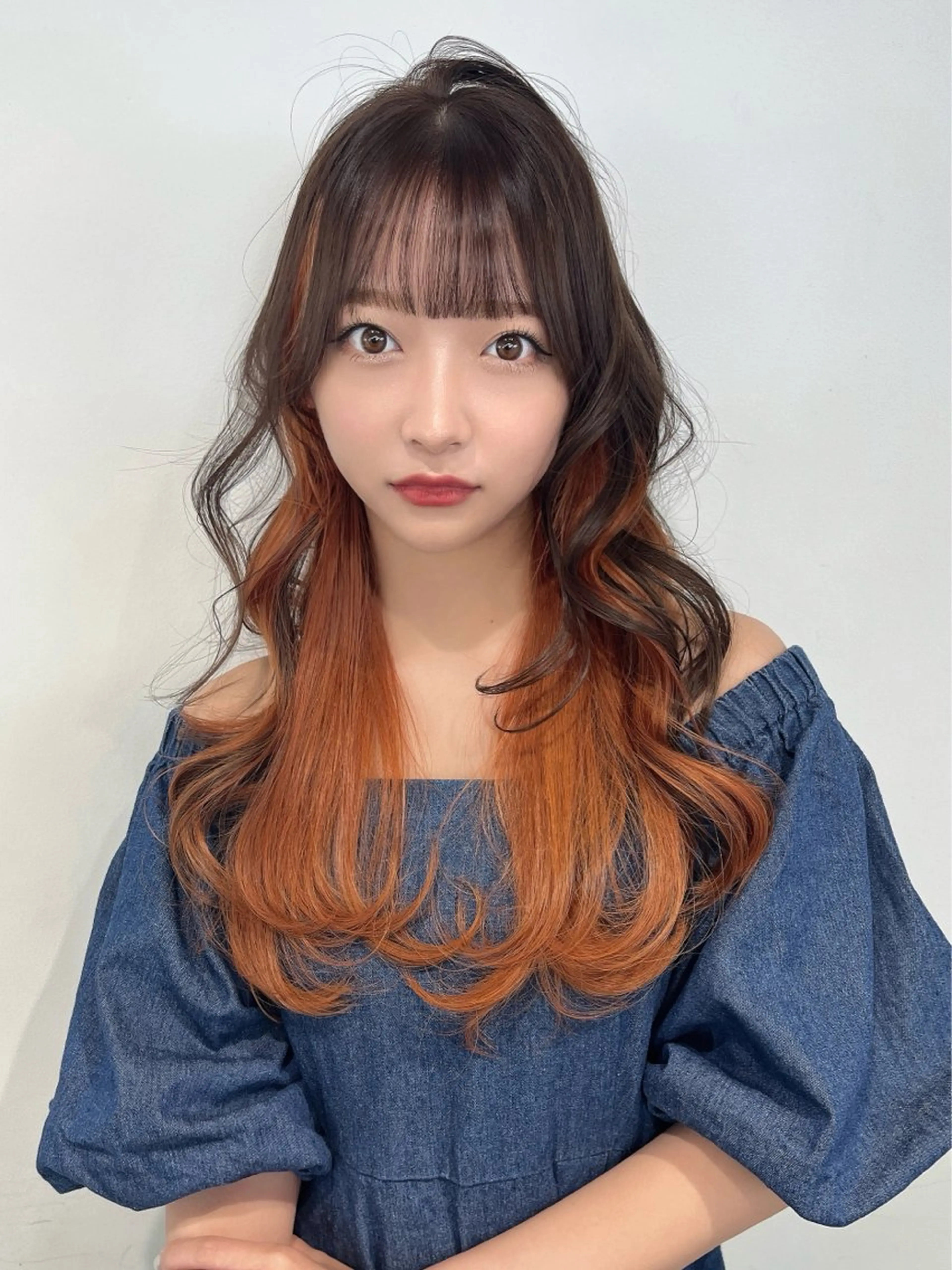 ロング カラー インナーカラー エクステ 韓国風ヘア レイヤーカット カット ヘアカラー エクステ 韓国レイヤー/新宿/ 髪質改善/岡崎のヘアスタイル