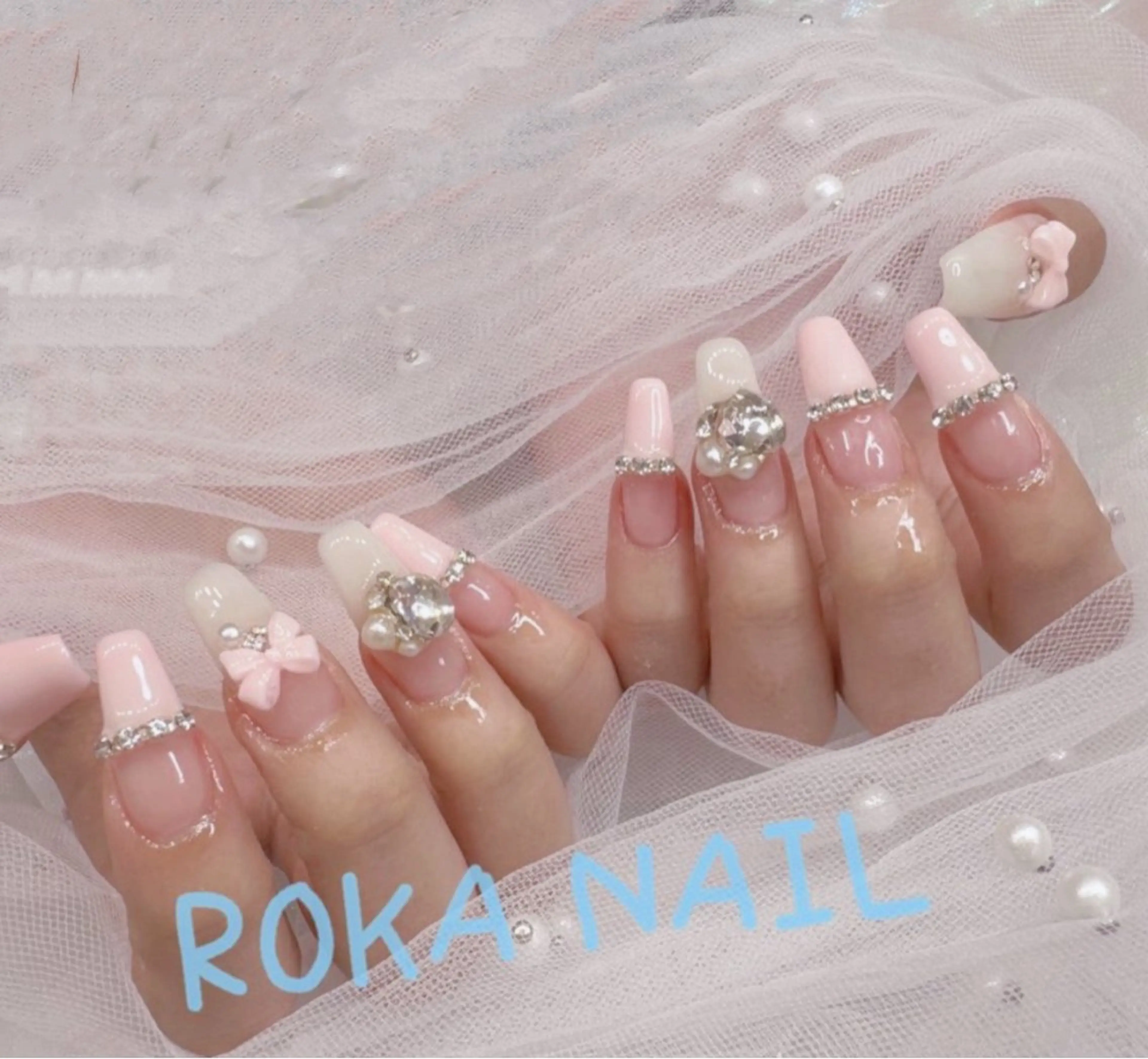 セミロング ハンドネイル 長さだし専門店 ROKANAILのネイルデザイン