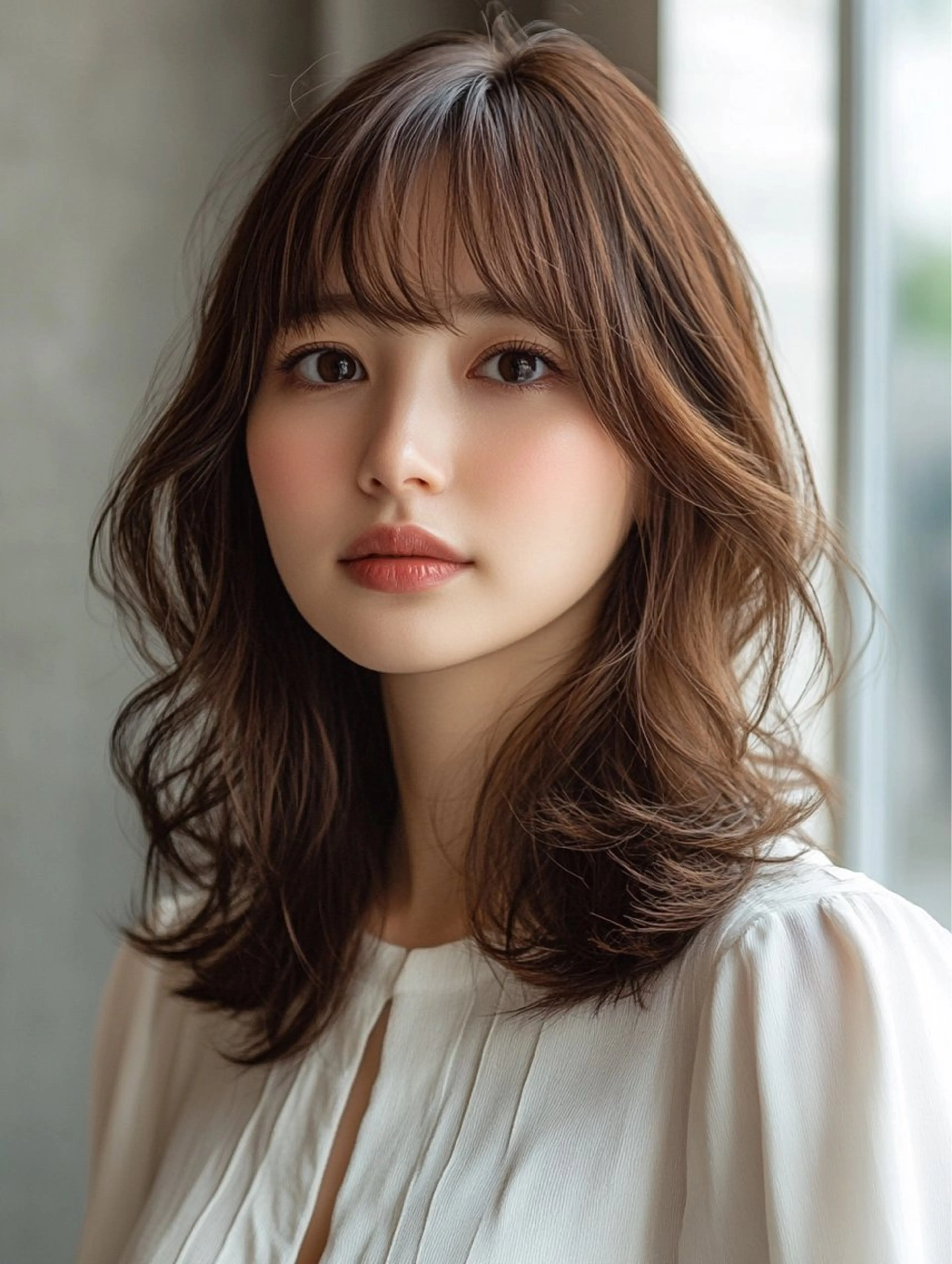 ミディアム カラー カット トリートメント レイヤー×顔周 り×髪質改善/MIUのヘアスタイル