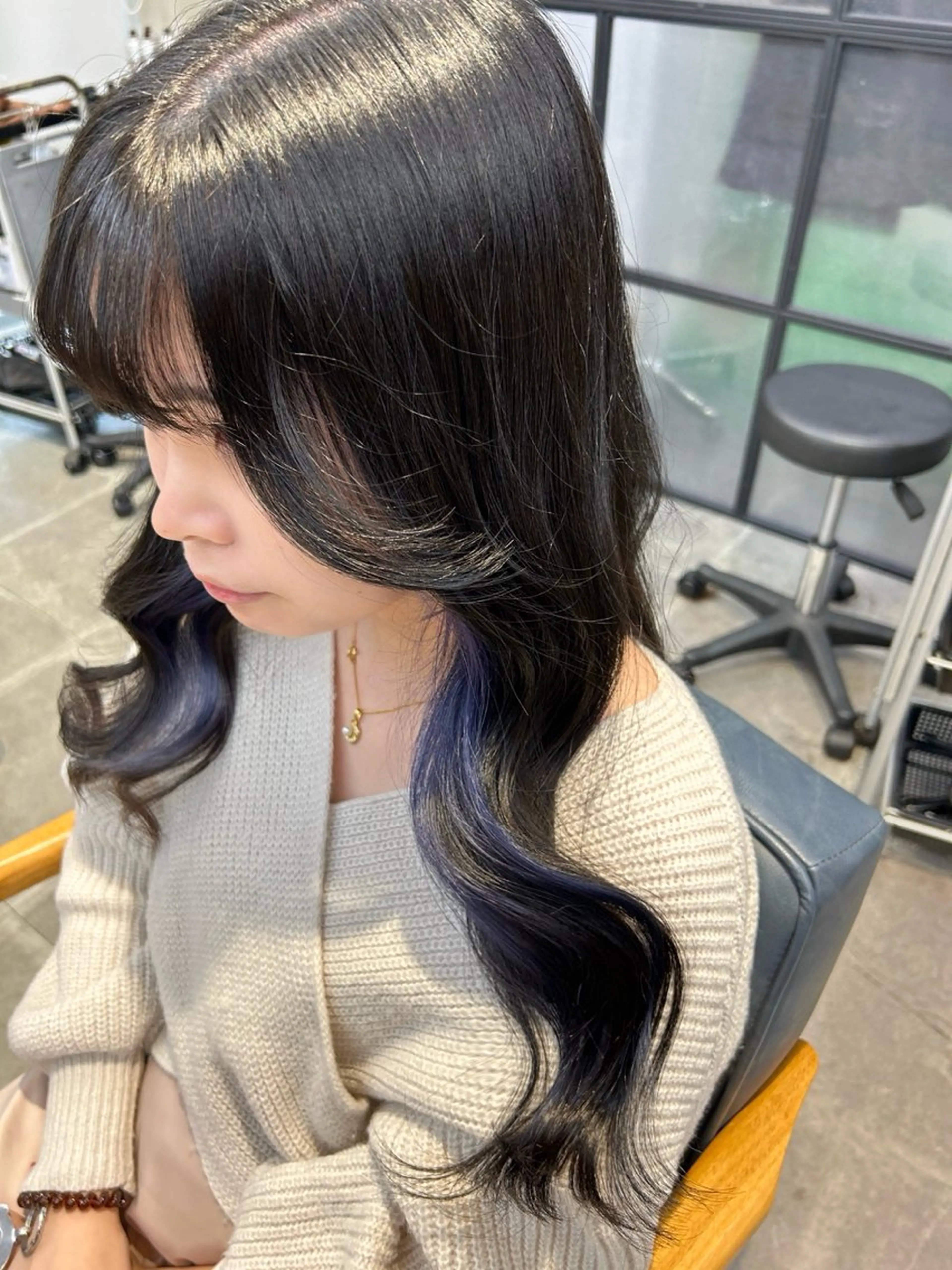 ロング カラー カット ヘアカラー トリートメント newi梅田🫧韓国 ヘア🫧sakiのヘアスタイル