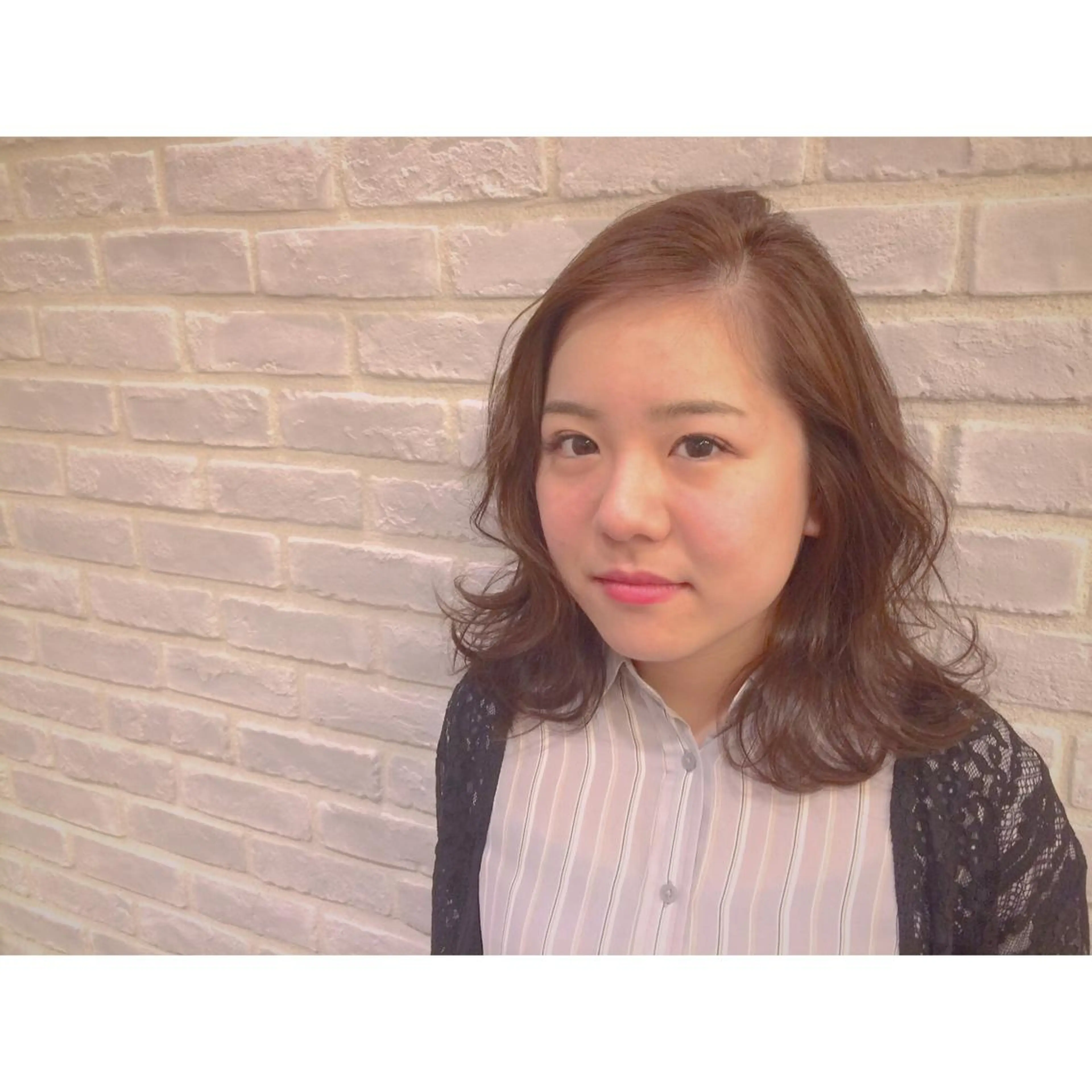 セミロング カラー パーマ 藤井 菜緒のヘアスタイル