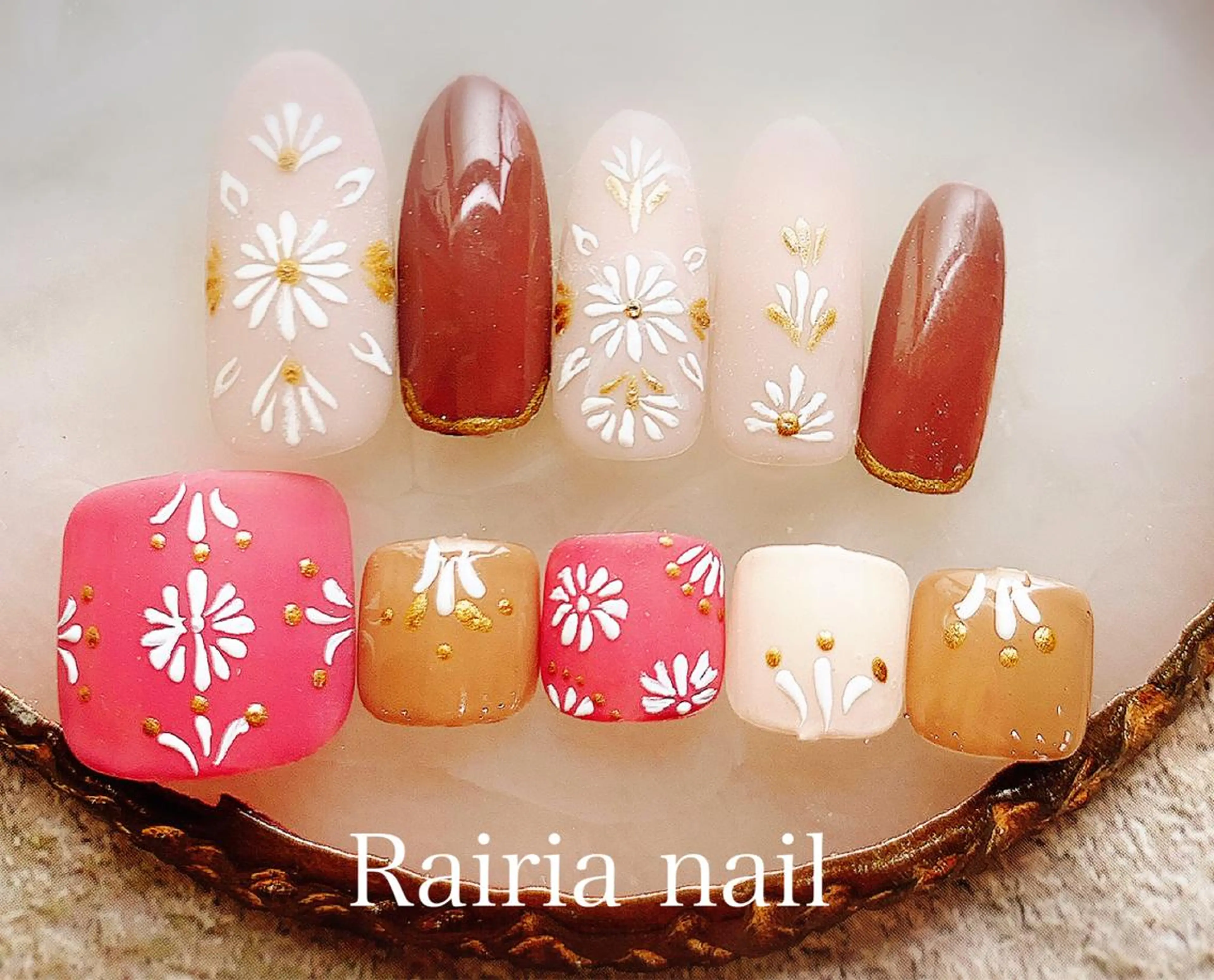 ネイル アートネイル べっ甲ネイル カジュアル フットネイル フレンチネイル Rairia nail本八幡店のネイルデザイン
