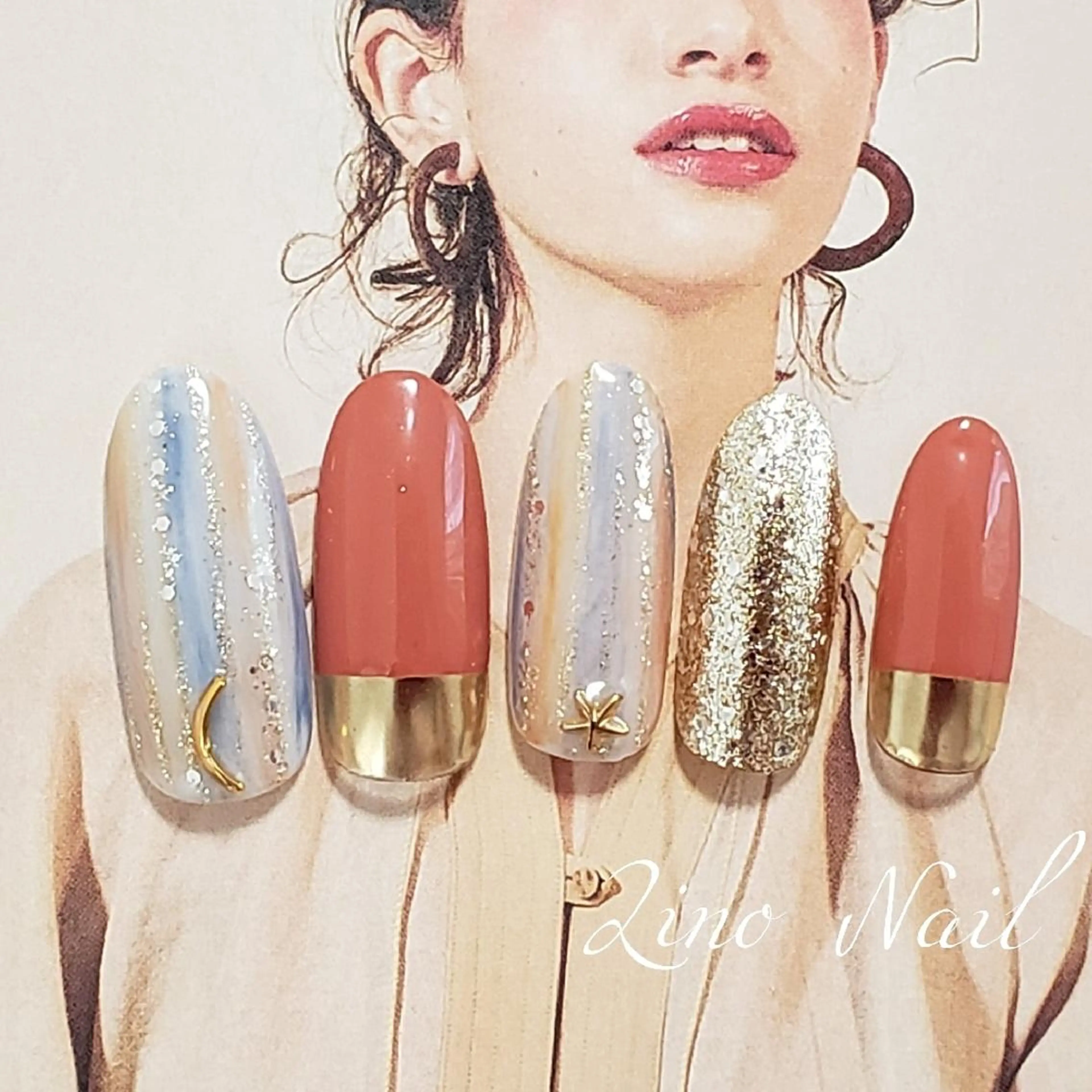 ネイル フレンチネイル ジェルネイル キラキラネイル ミラーネイル ニュアンスネイル Lino Nailのネイルデザイン