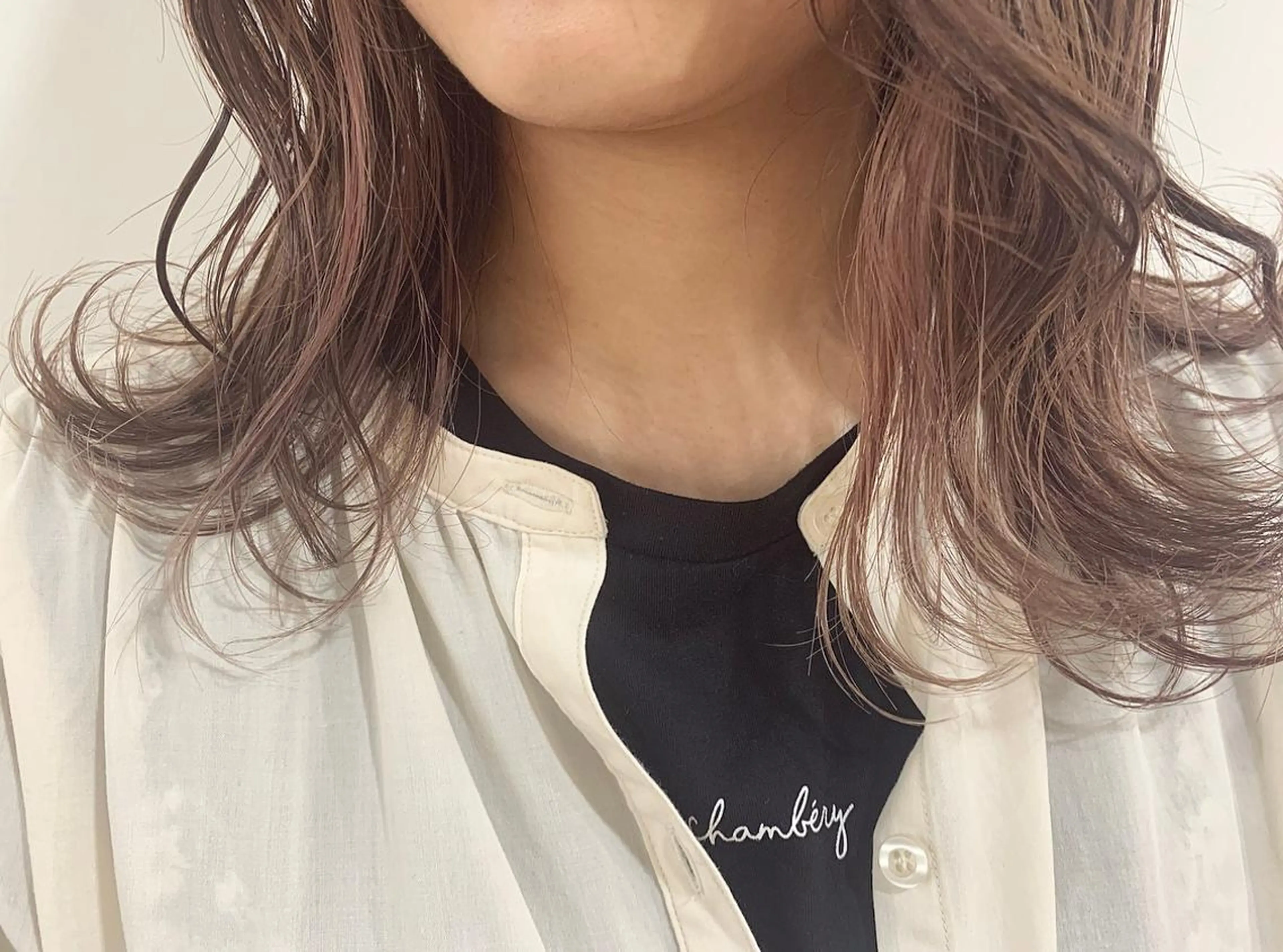 ミディアム カラー ヘアアレンジ ベージュカラー ラベンダーカラー ラベンダーベージュ ピンクカラー シアーピンク ヘアカラー たかいわ みきのヘアスタイル