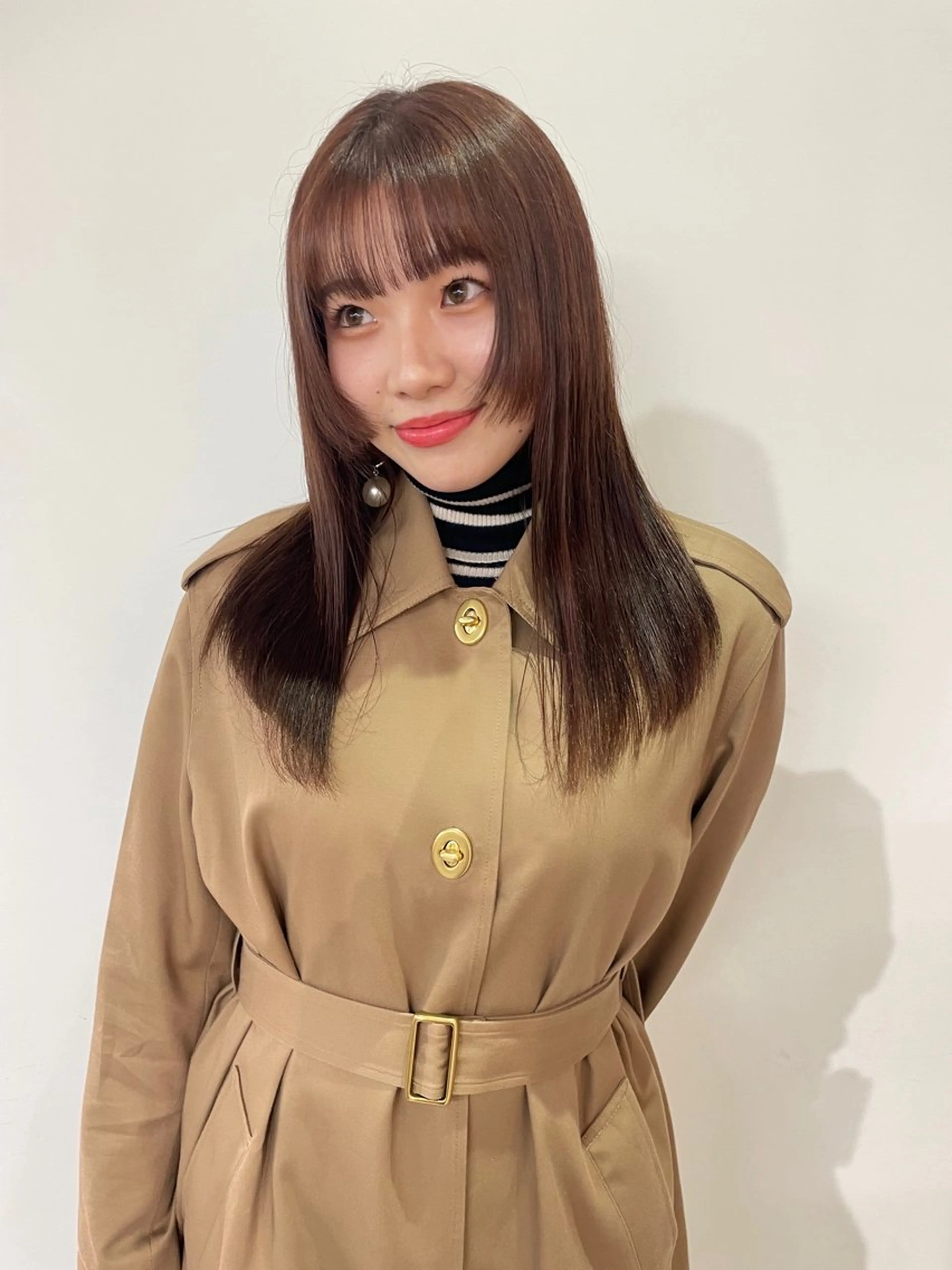 セミロング カラー ベージュカラー ブラウンカラー マロンブラウン レッドカラー レッドブラウン ヘアカラー トリートメント MIU/ルーツカラー ボブ/顔周りレイヤーのヘアスタイル