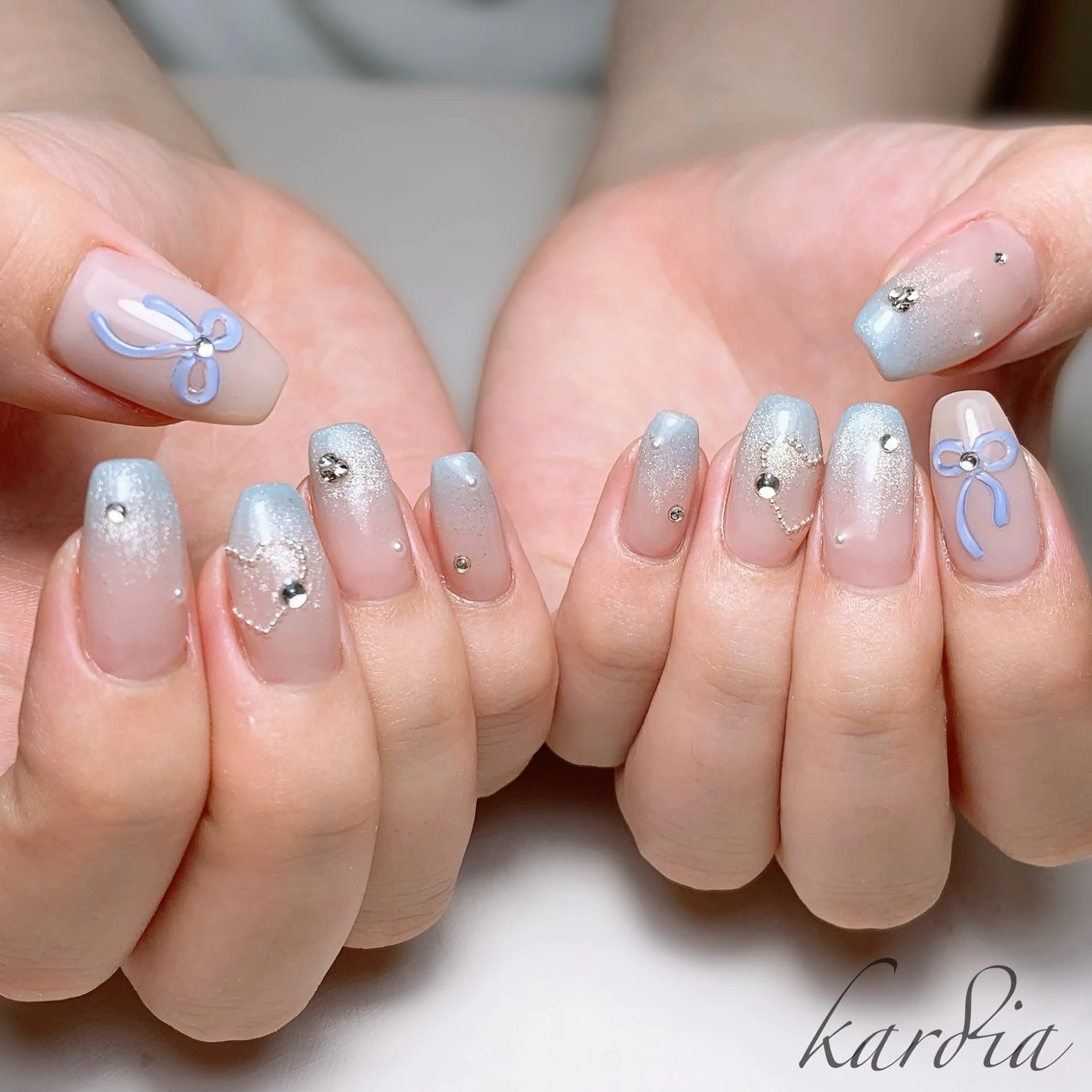 ネイル ハンドネイル καρδιά -ｶﾙﾃﾞｨｱ-のネイルデザイン