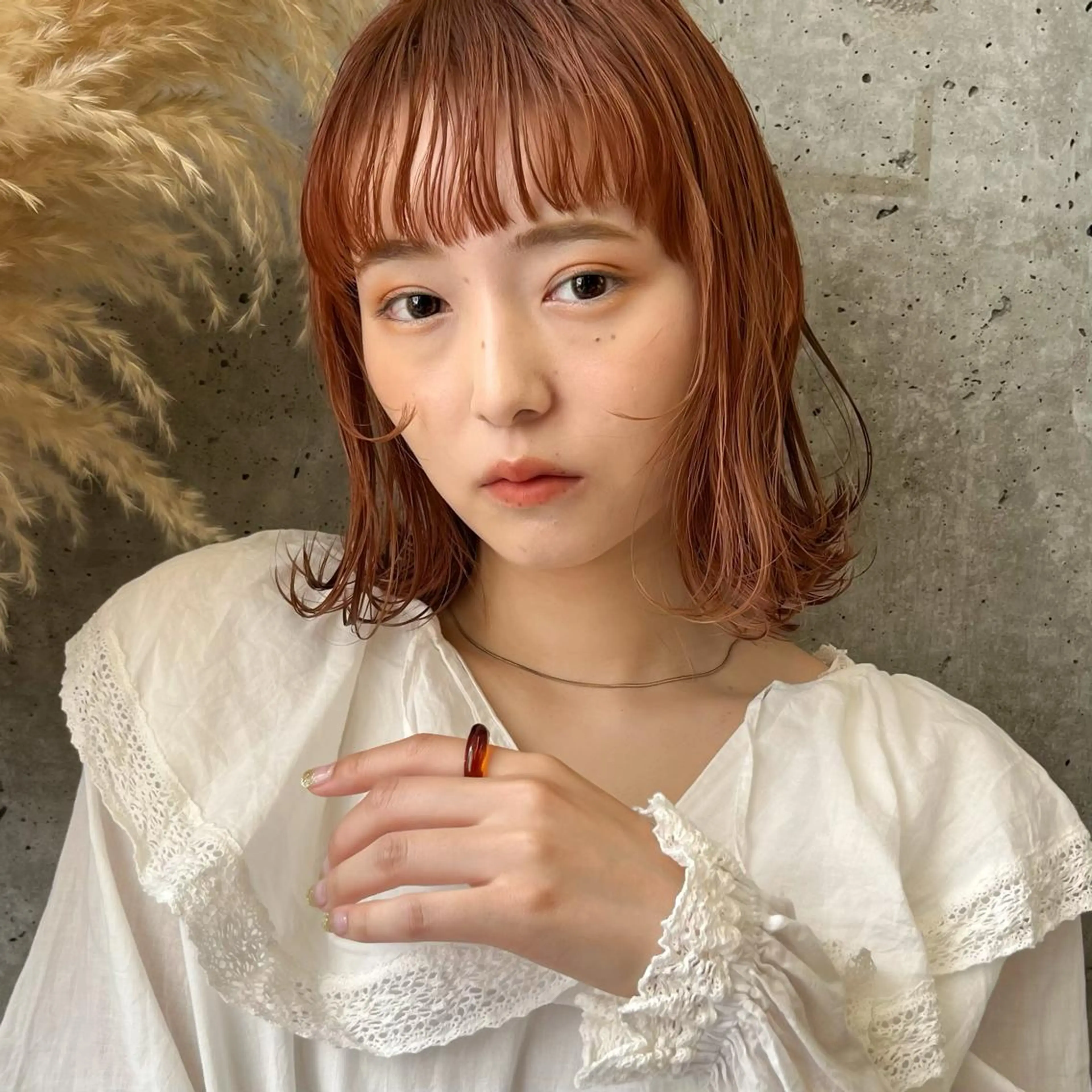 ミディアム カラー ヘアカラー トリートメント 暖色/艶髪/ボブ/ ミディアム/Ayaのヘアスタイル