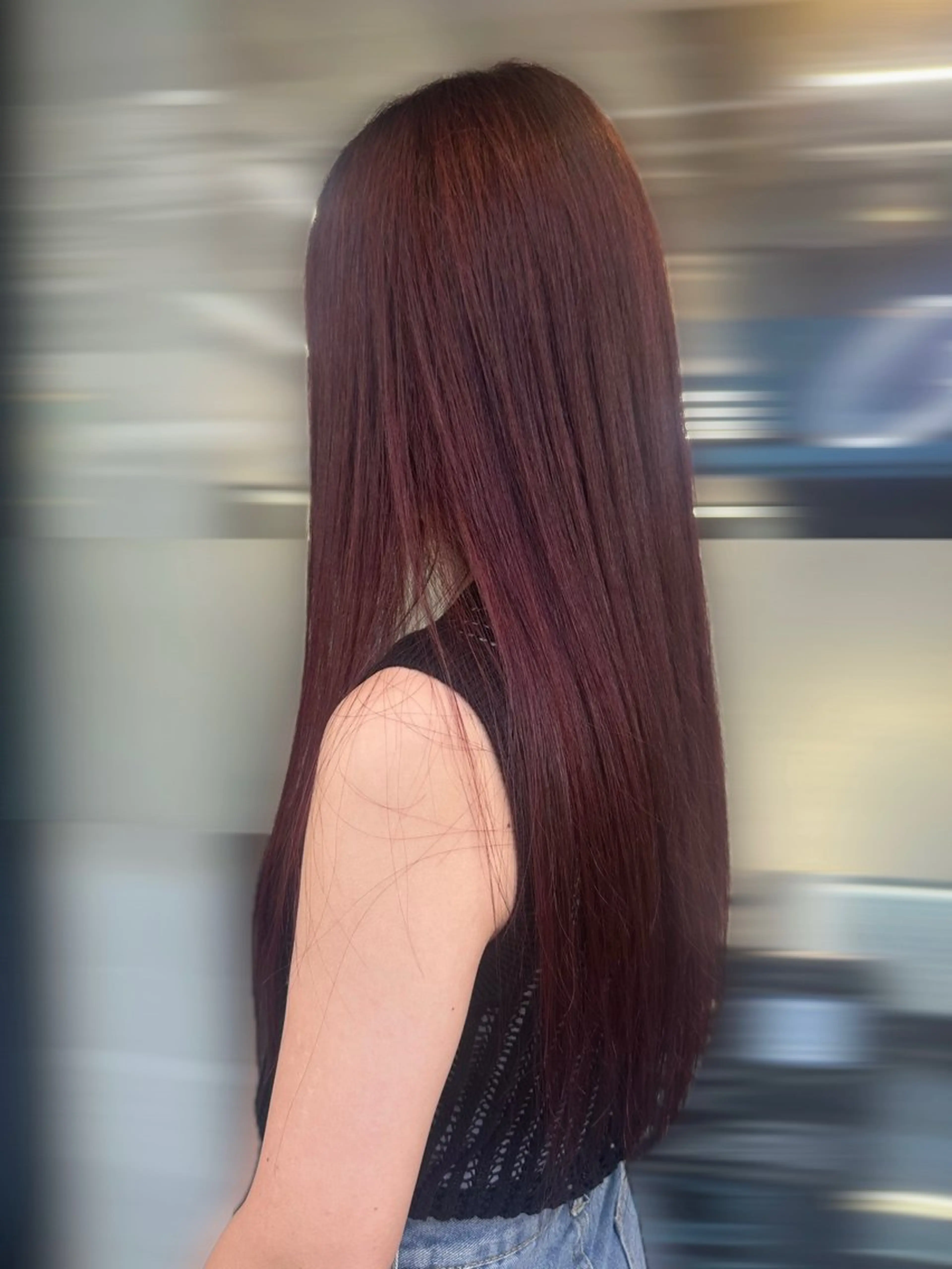 ロング カラー ブラウンカラー ダブルカラー レッドカラー いろあそび mahoのヘアスタイル