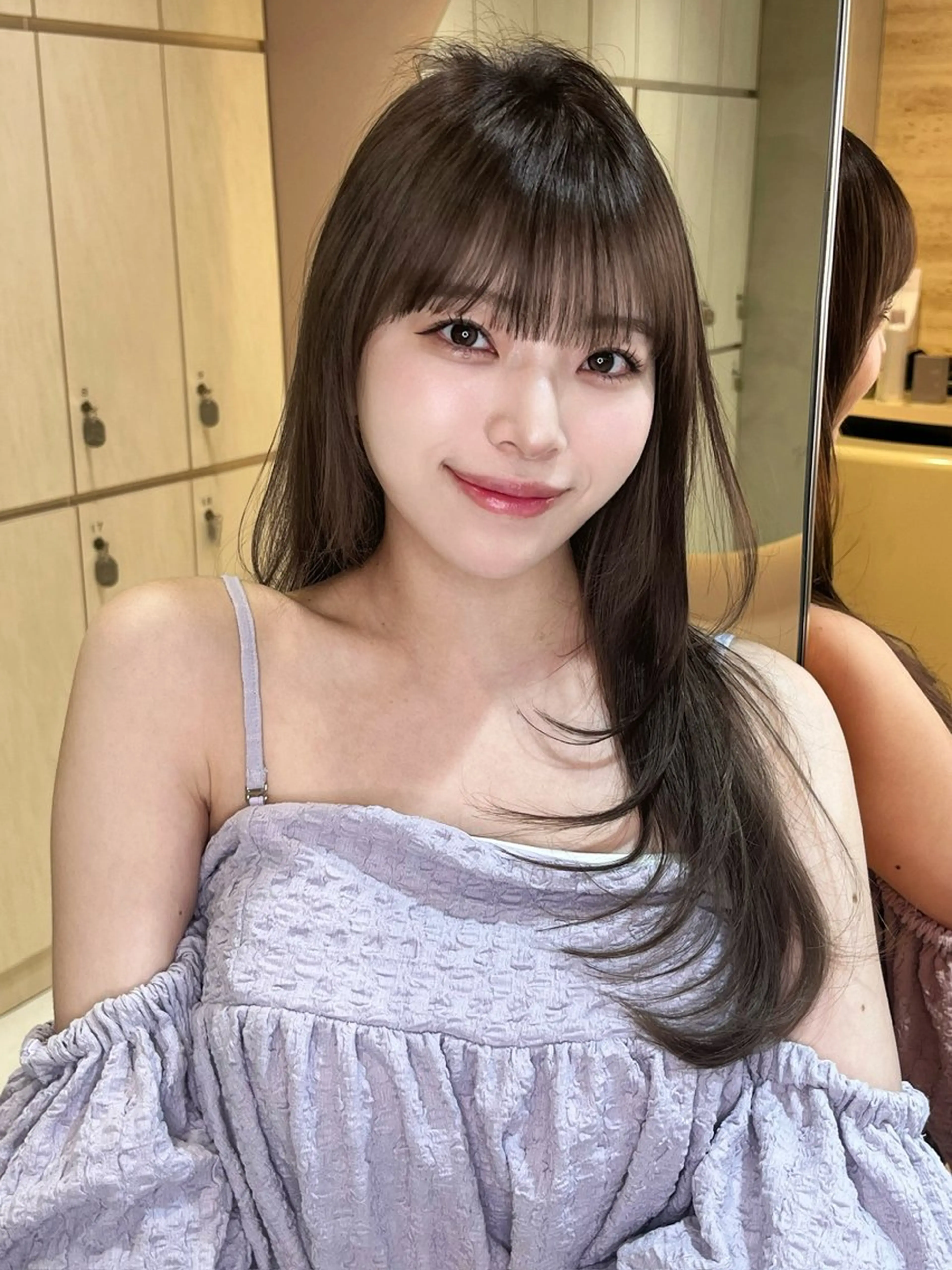 セミロング カラー カット ヘアカラー トリートメント 髪質改善 縮毛矯正 韓国ヘア　柏崎颯刀のヘアスタイル