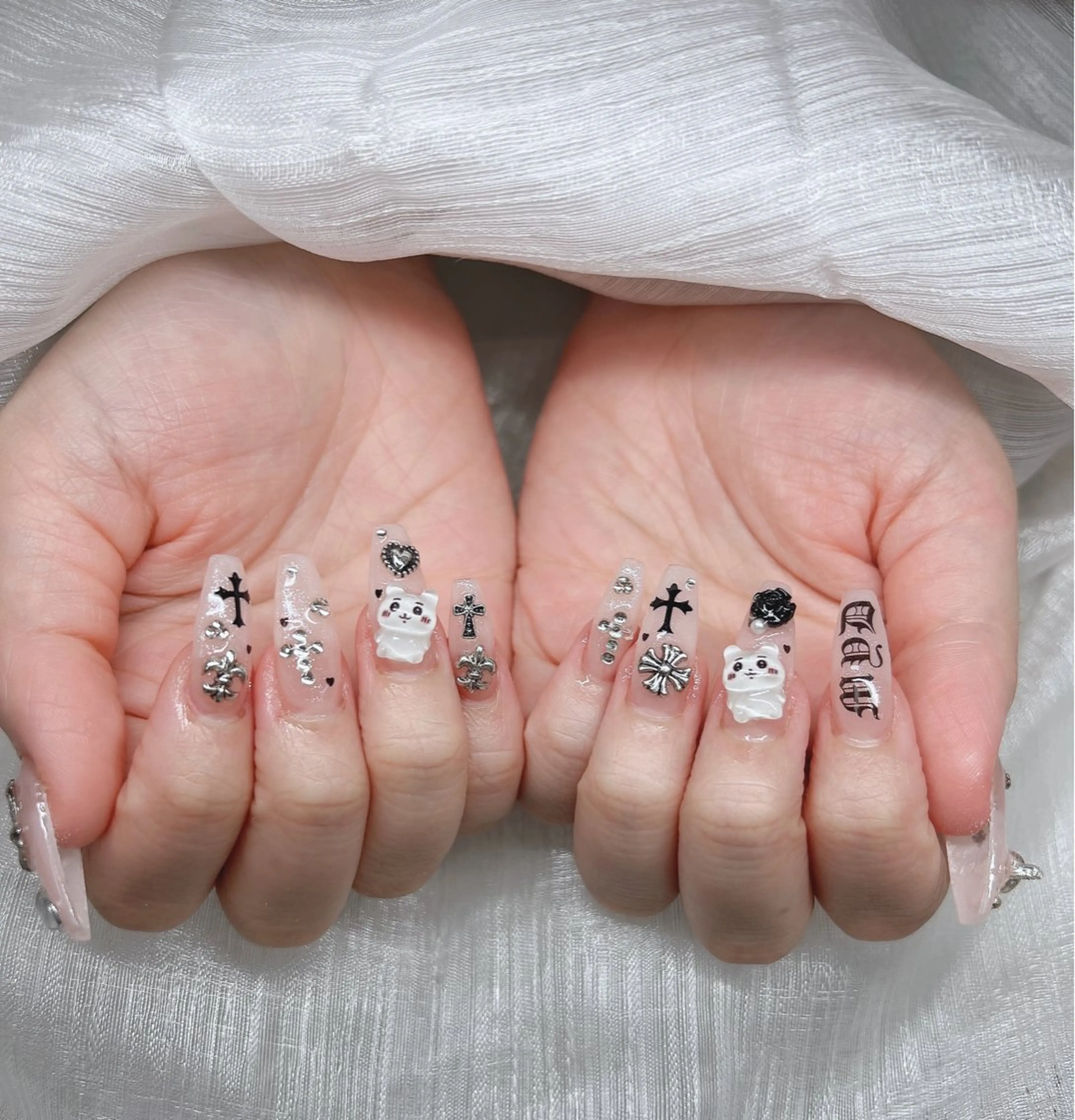 ネイル 長さ出し グラデーション キラキラネイル マグネットネイル ニュアンスネイル ハンドネイル Lee Nails チップ長さだし専門店のネイルデザイン