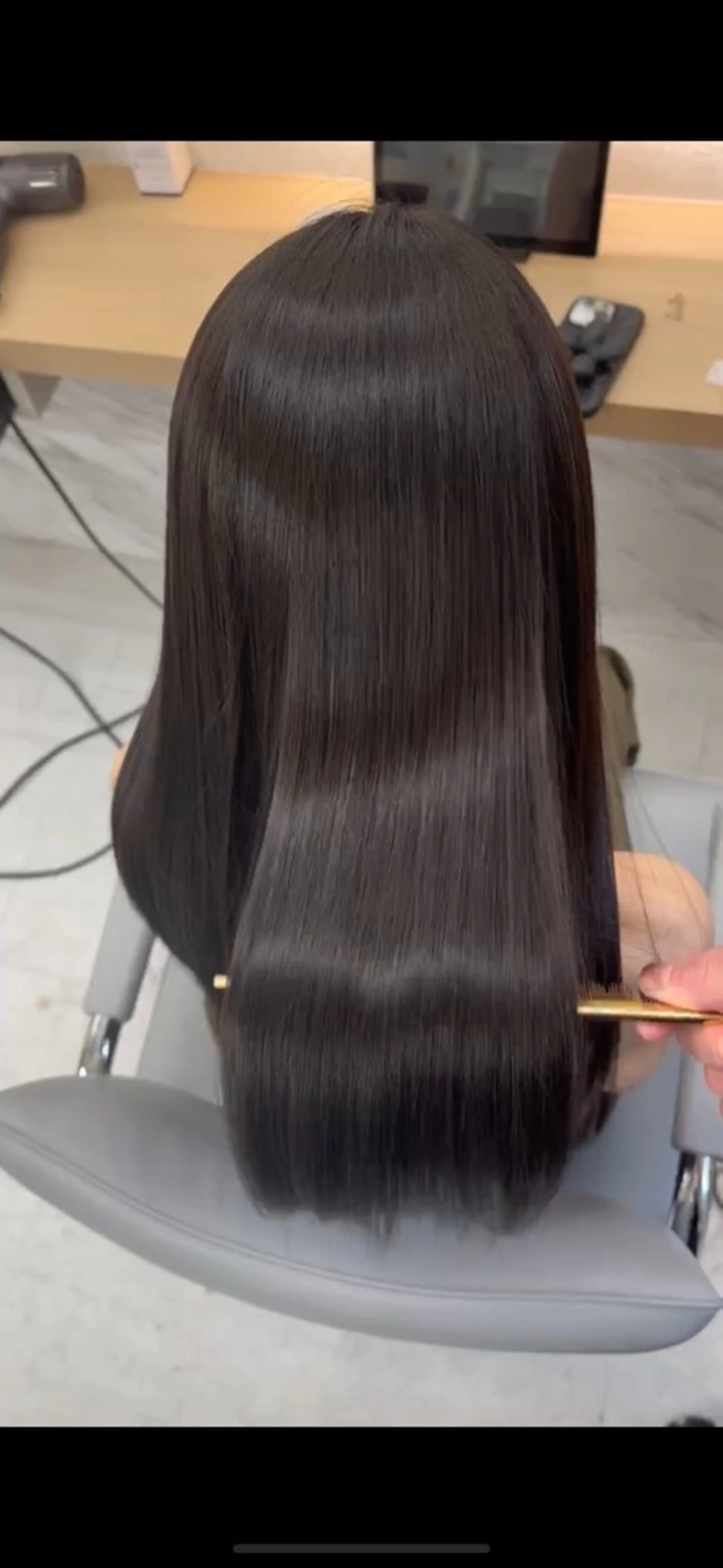 ロング カット 縮毛矯正 トリートメント 韓国風/ワンホンヘア 髪質改善/MaCoのヘアスタイル