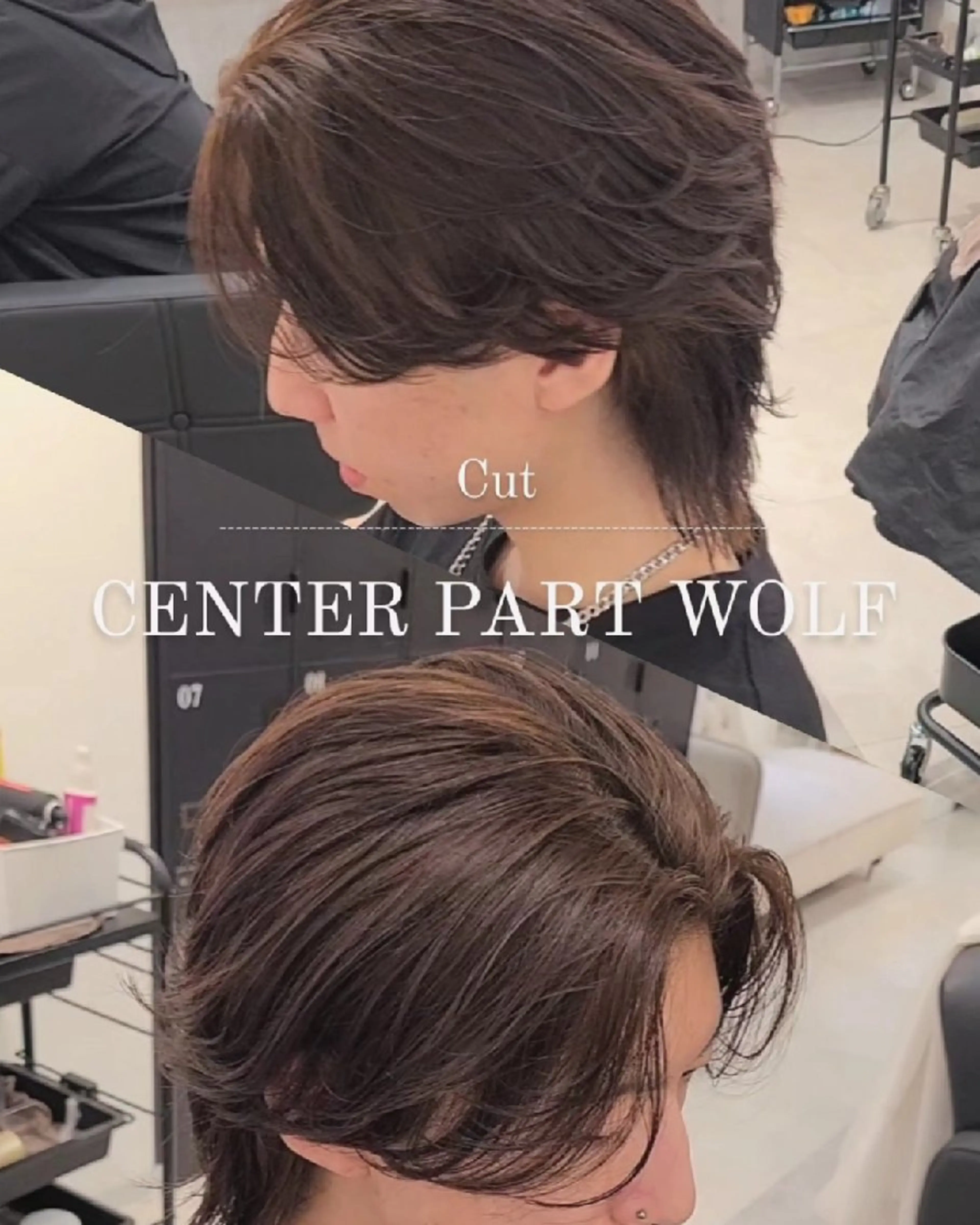メンズ ミディアム センターパート メンズウルフカット ウルフカット カット トリートメント ヘアセット Lapis 名古屋駅前店所属・LEN名古屋/パーマ メンズ特化美容師のヘアスタイル
