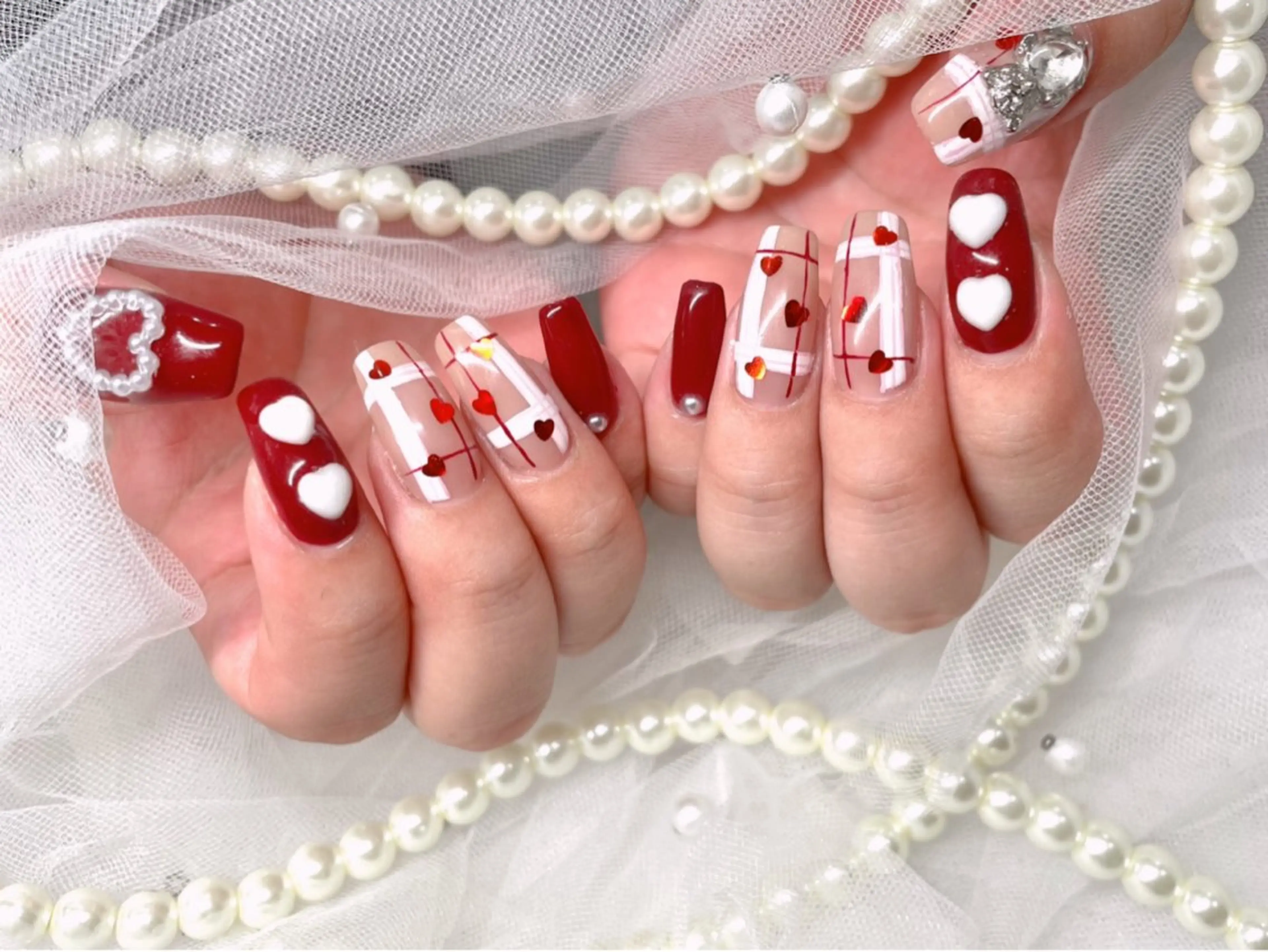 ネイル ボルドー 冬ネイル ハンドネイル ゆりか ジョアアンジェ福島のネイルデザイン